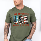 Land Of The Free USA - Military Unisex Crewneck T-Shirt Sweatshirt Hoodie