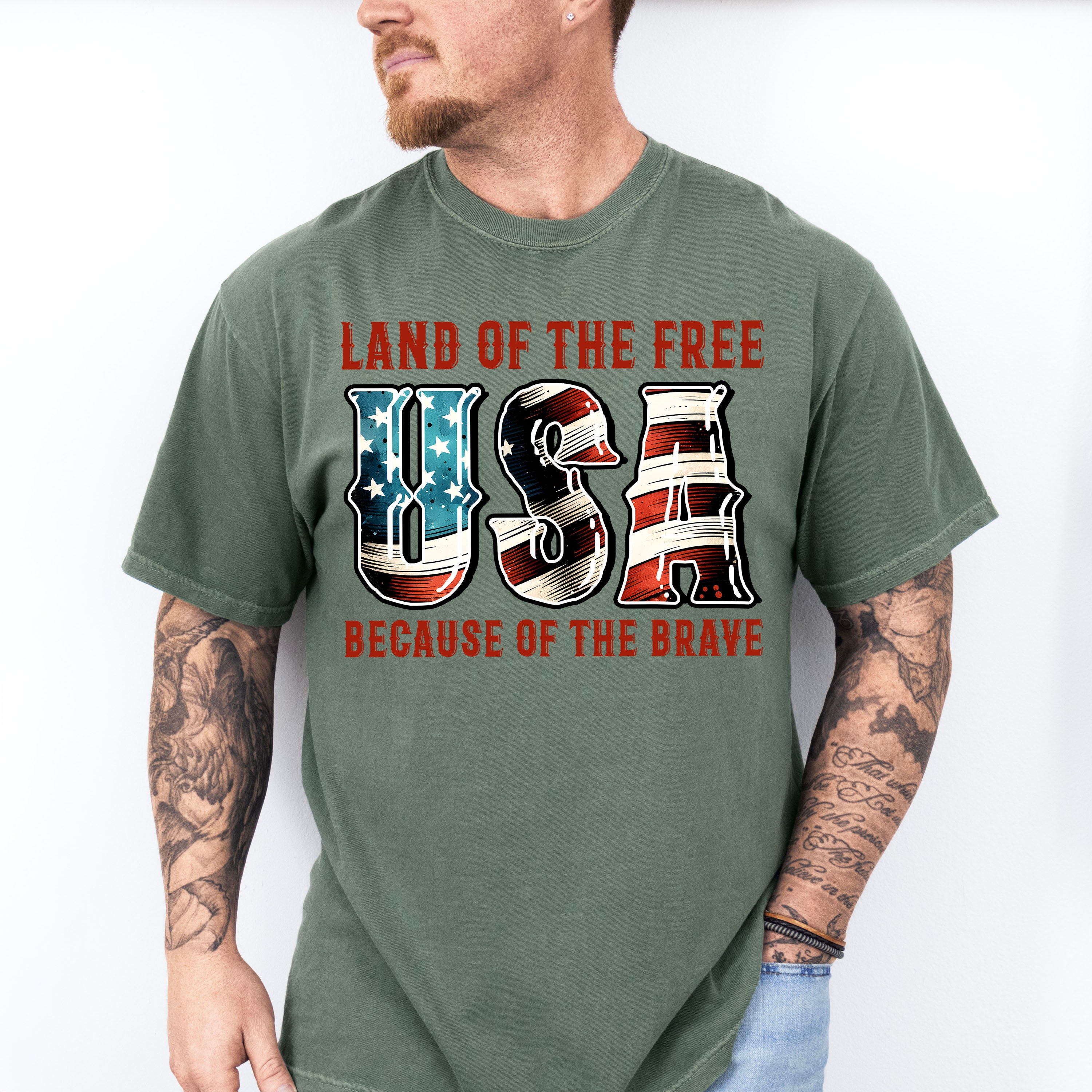 Land Of The Free USA - Military Unisex Crewneck T-Shirt Sweatshirt Hoodie