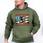Land Of The Free USA - Military Unisex Crewneck T-Shirt Sweatshirt Hoodie