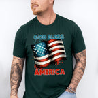 God Bless America US Flag Design - Military Unisex Crewneck T-Shirt Sweatshirt Hoodie