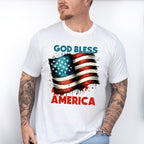 God Bless America US Flag Design - Military Unisex Crewneck T-Shirt Sweatshirt Hoodie