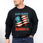 God Bless America US Flag Design - Military Unisex Crewneck T-Shirt Sweatshirt Hoodie