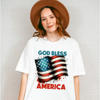 God Bless America US Flag Design - Military Unisex Crewneck T-Shirt Sweatshirt Hoodie