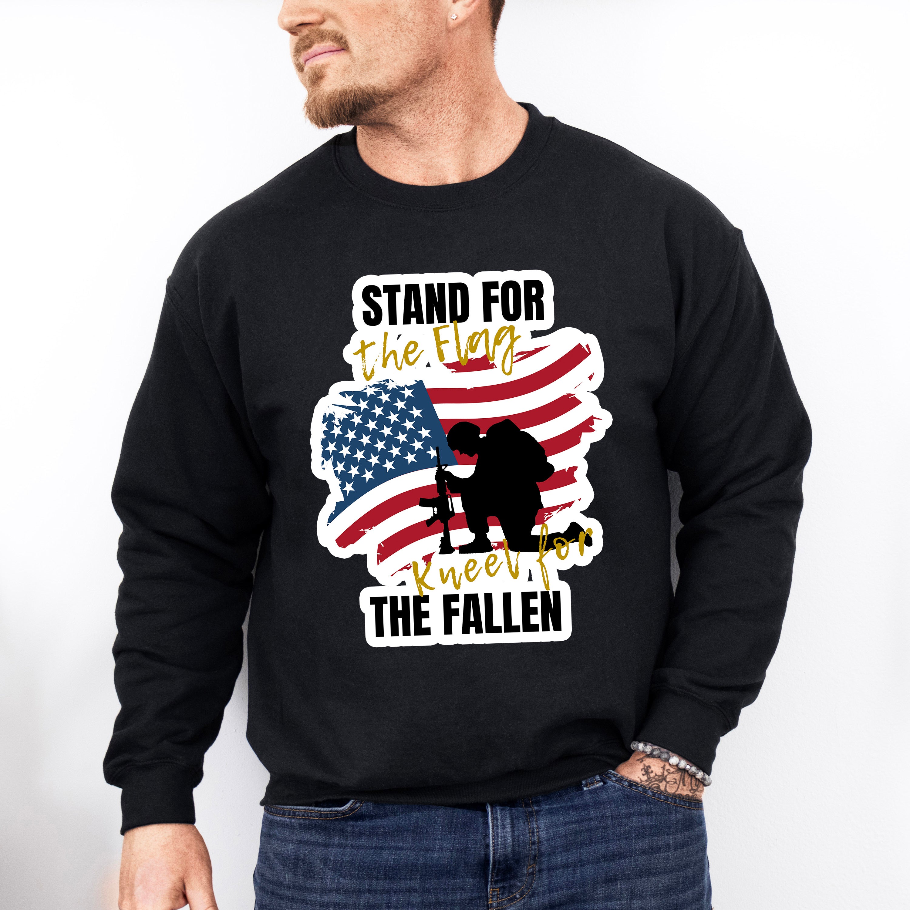 Stand For The Flag - Military Unisex Crewneck T-Shirt Sweatshirt Hoodie
