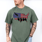 US Map Soldiers Silhouette - Military Unisex Crewneck T-Shirt Sweatshirt Hoodie