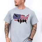 US Map Soldiers Silhouette - Military Unisex Crewneck T-Shirt Sweatshirt Hoodie
