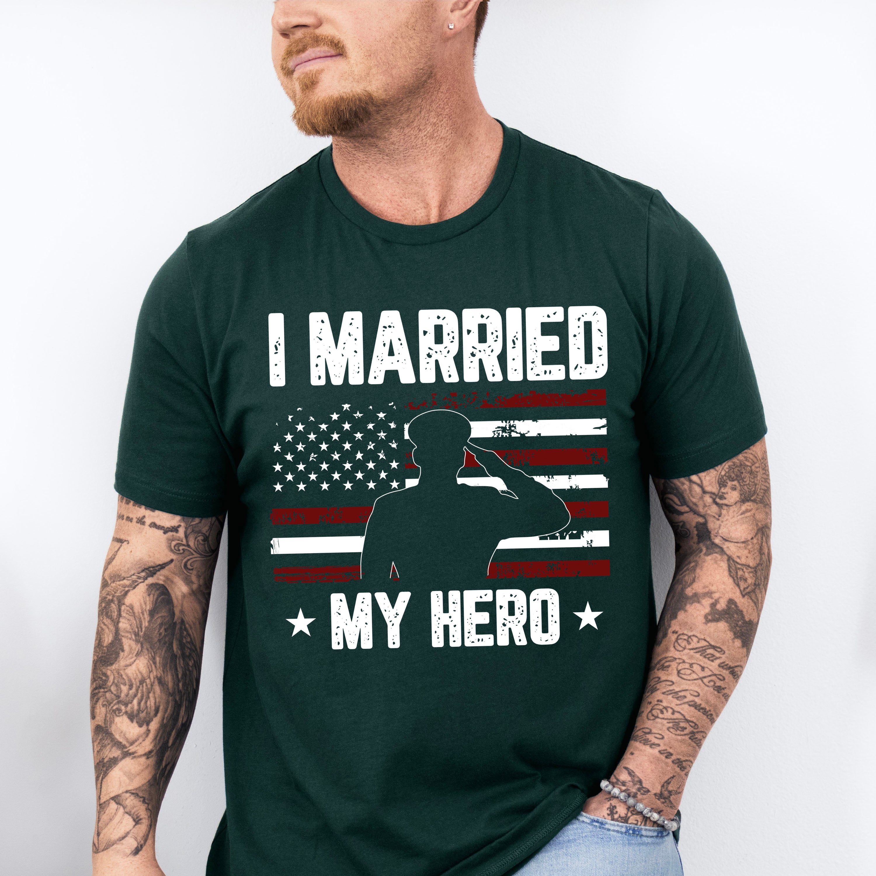 I Married My Hero - Military Unisex Crewneck T-Shirt Sweatshirt Hoodie