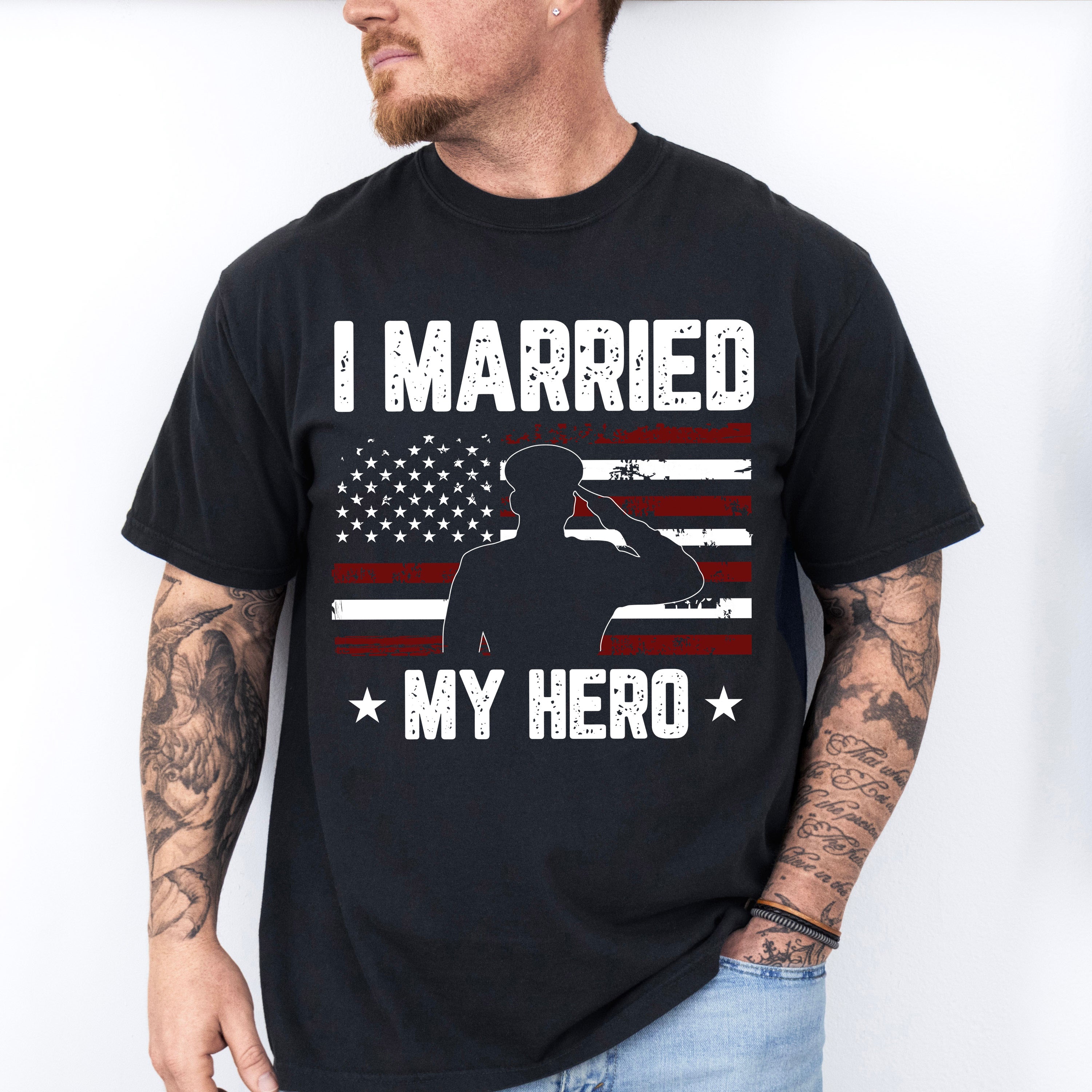 I Married My Hero - Military Unisex Crewneck T-Shirt Sweatshirt Hoodie