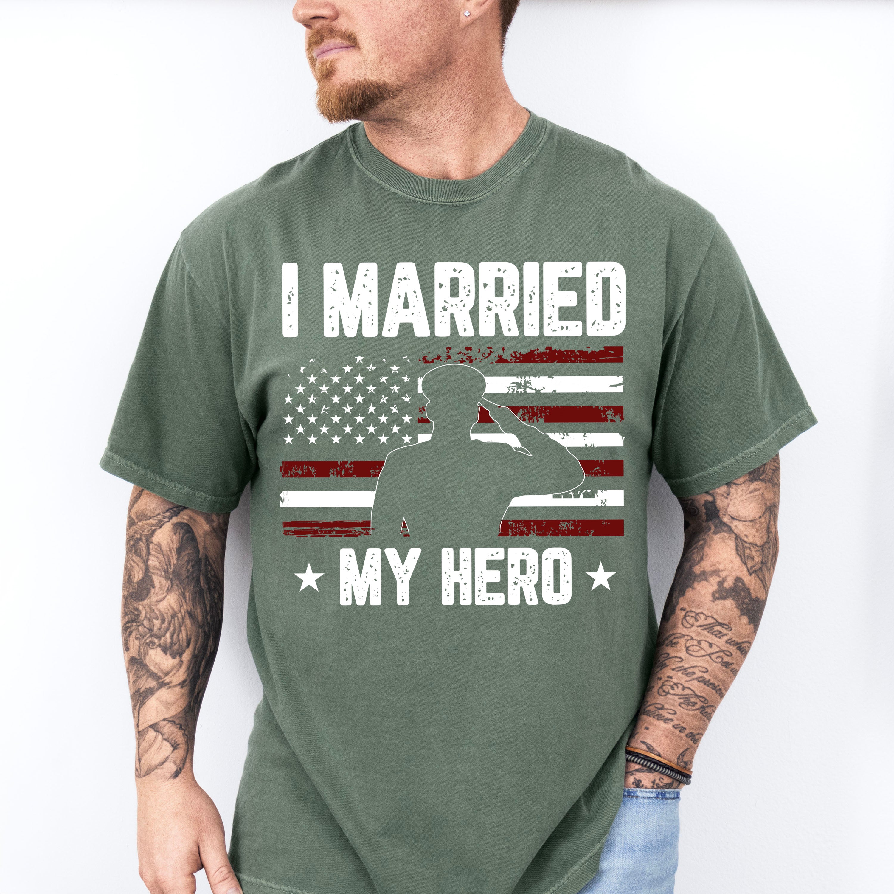 I Married My Hero - Military Unisex Crewneck T-Shirt Sweatshirt Hoodie