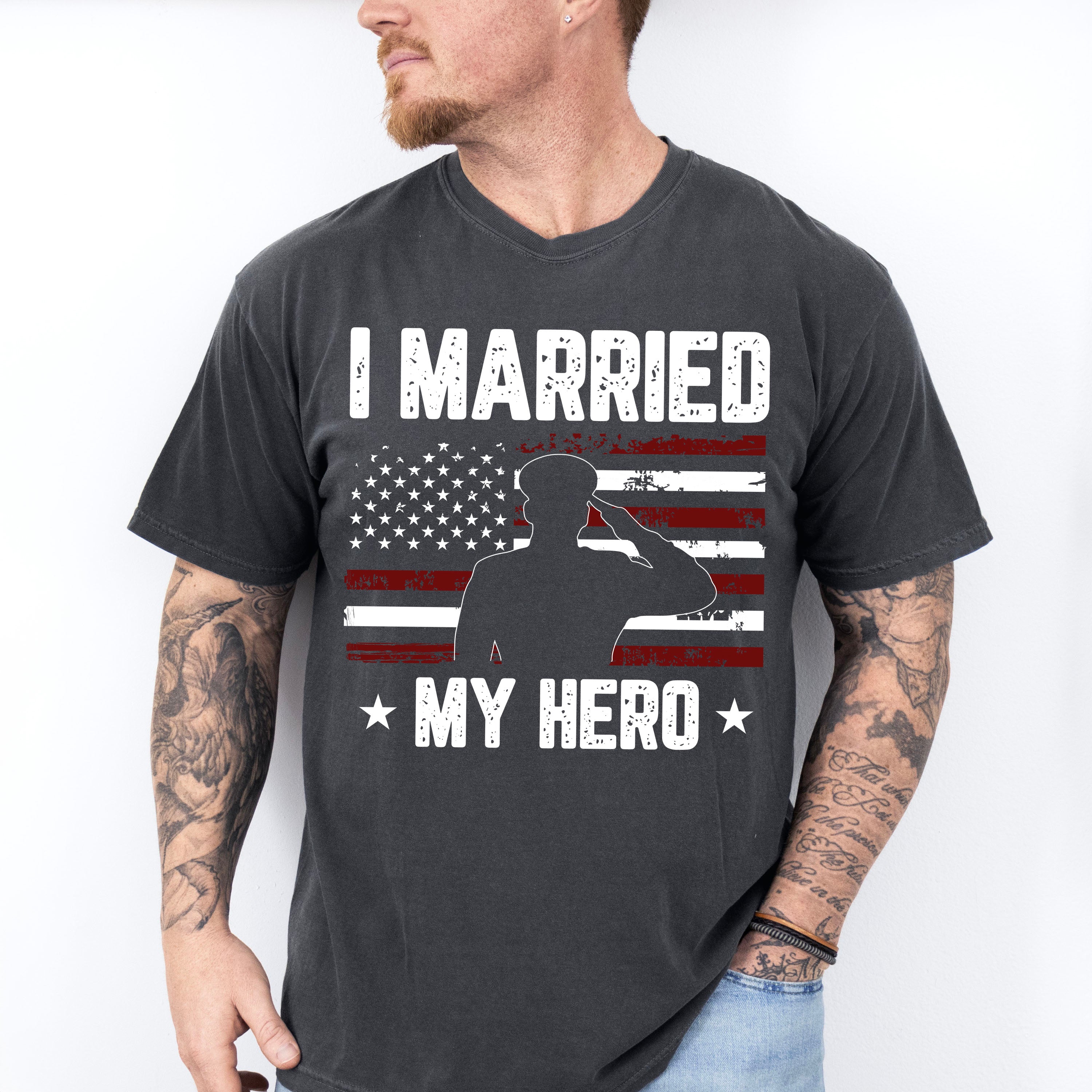 I Married My Hero - Military Unisex Crewneck T-Shirt Sweatshirt Hoodie