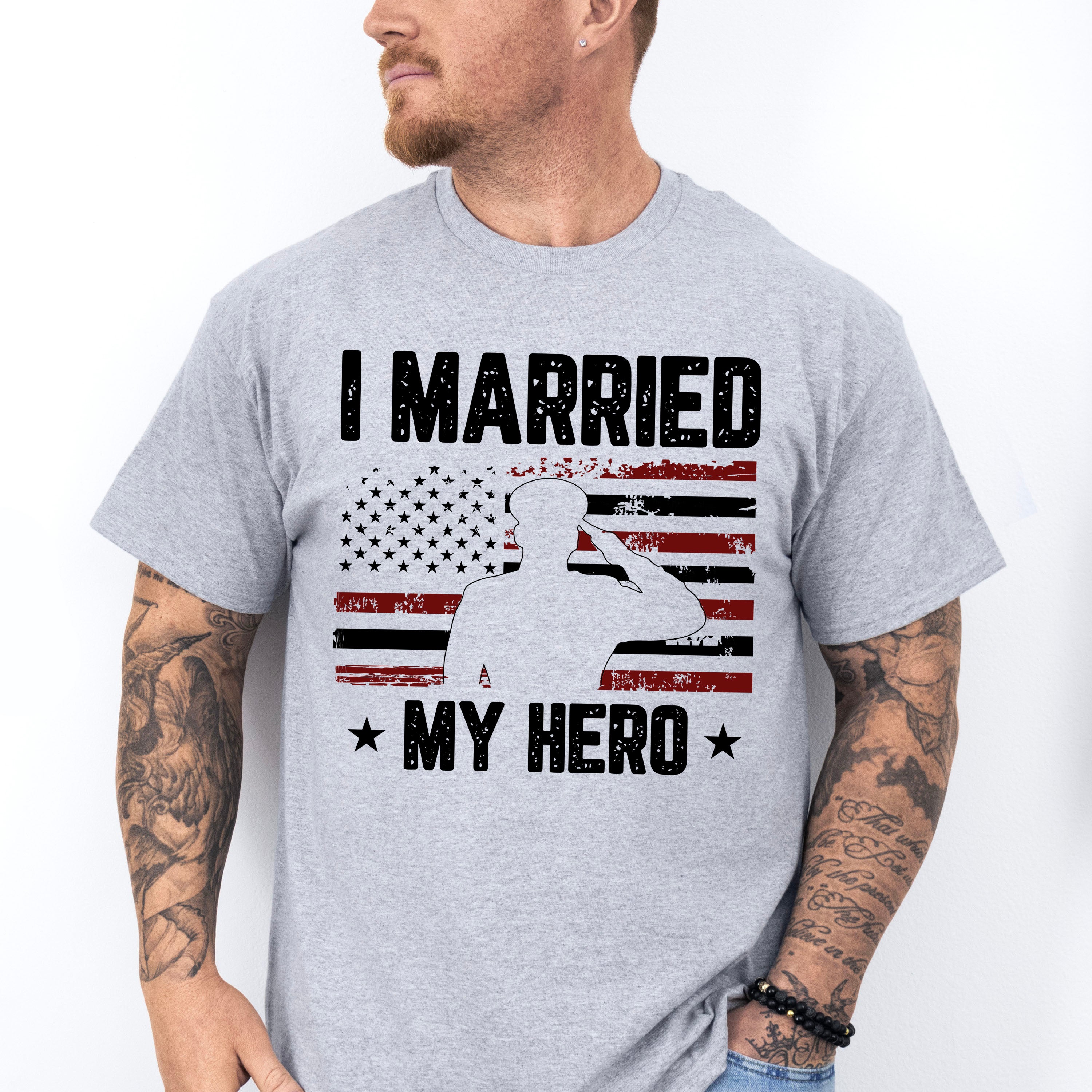 I Married My Hero - Military Unisex Crewneck T-Shirt Sweatshirt Hoodie