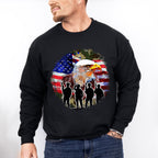 Bald Eagle Soldiers Silhouette Design - Military Unisex Crewneck T-Shirt Sweatshirt Hoodie