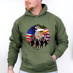 Bald Eagle Soldiers Silhouette Design - Military Unisex Crewneck T-Shirt Sweatshirt Hoodie