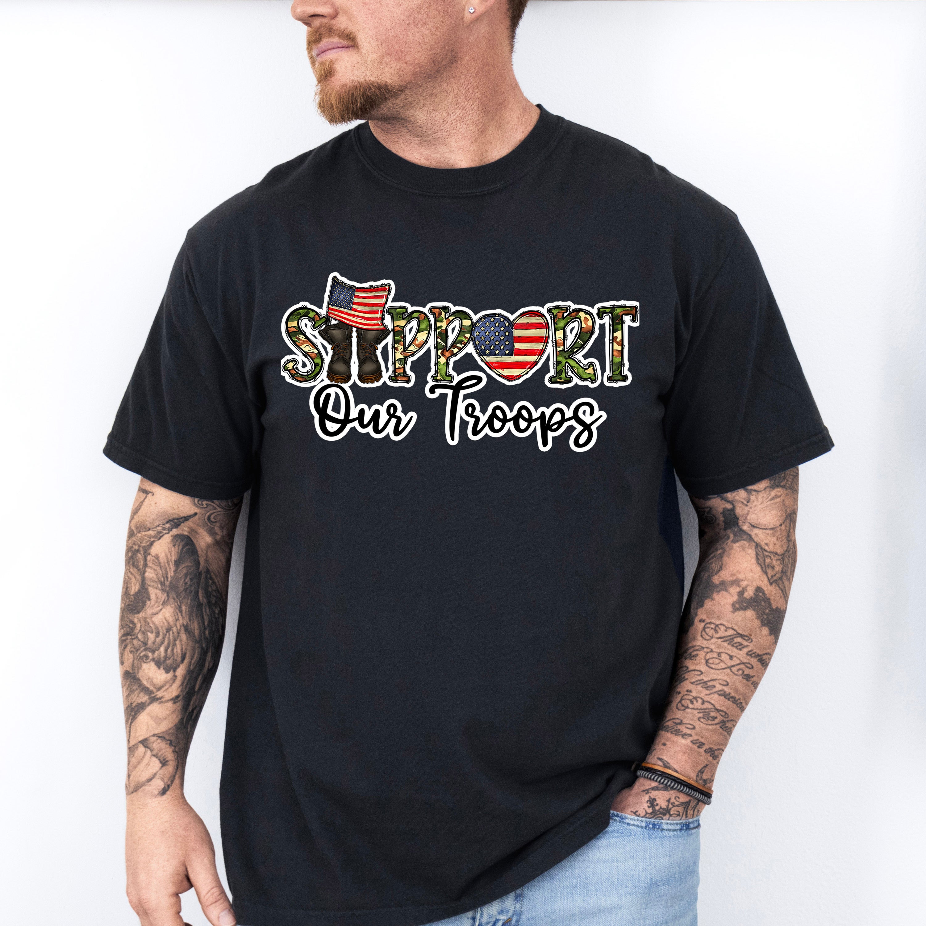 Support Our Troops - Military Unisex Crewneck T-Shirt Sweatshirt Hoodie