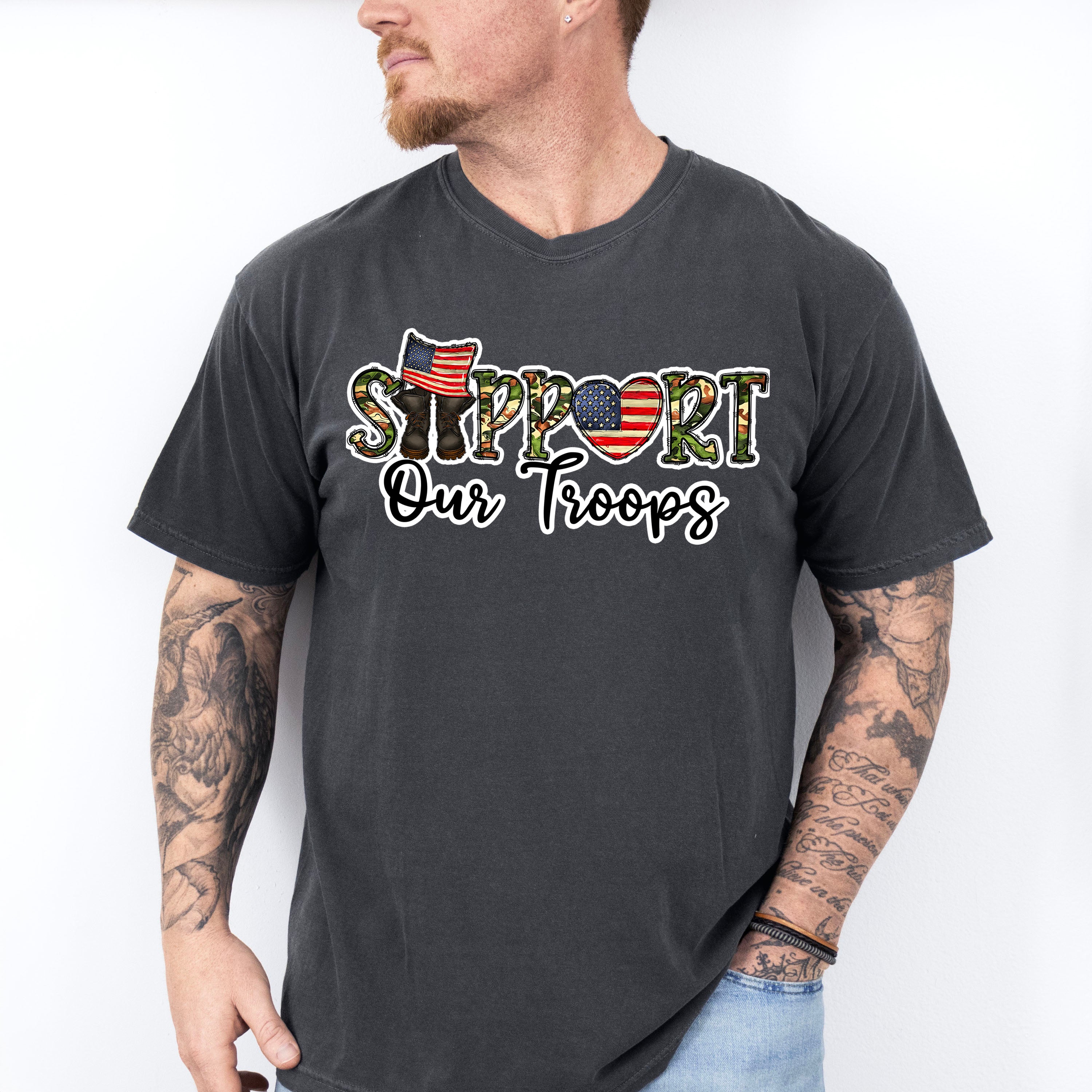 Support Our Troops - Military Unisex Crewneck T-Shirt Sweatshirt Hoodie