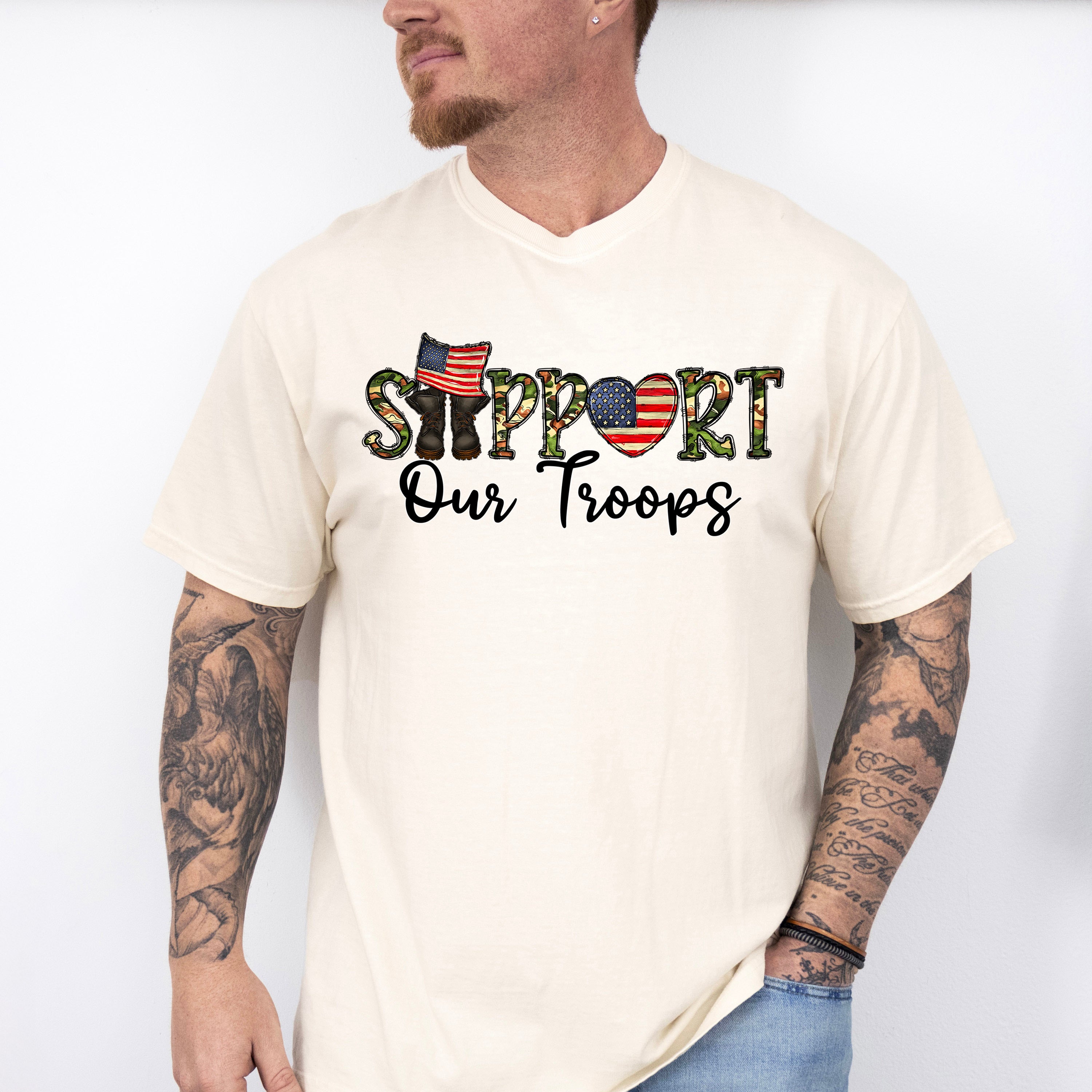 Support Our Troops - Military Unisex Crewneck T-Shirt Sweatshirt Hoodie