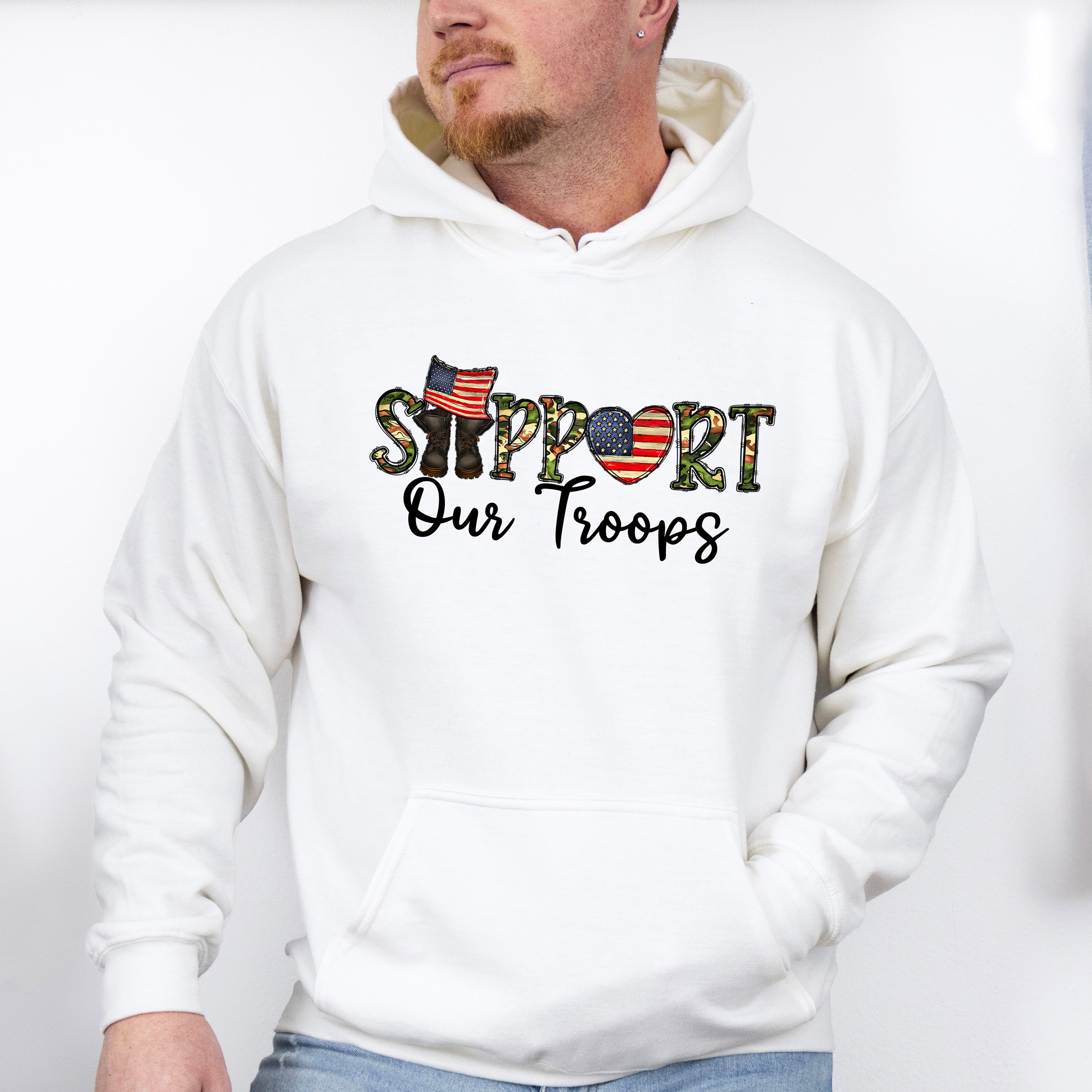 Support Our Troops - Military Unisex Crewneck T-Shirt Sweatshirt Hoodie