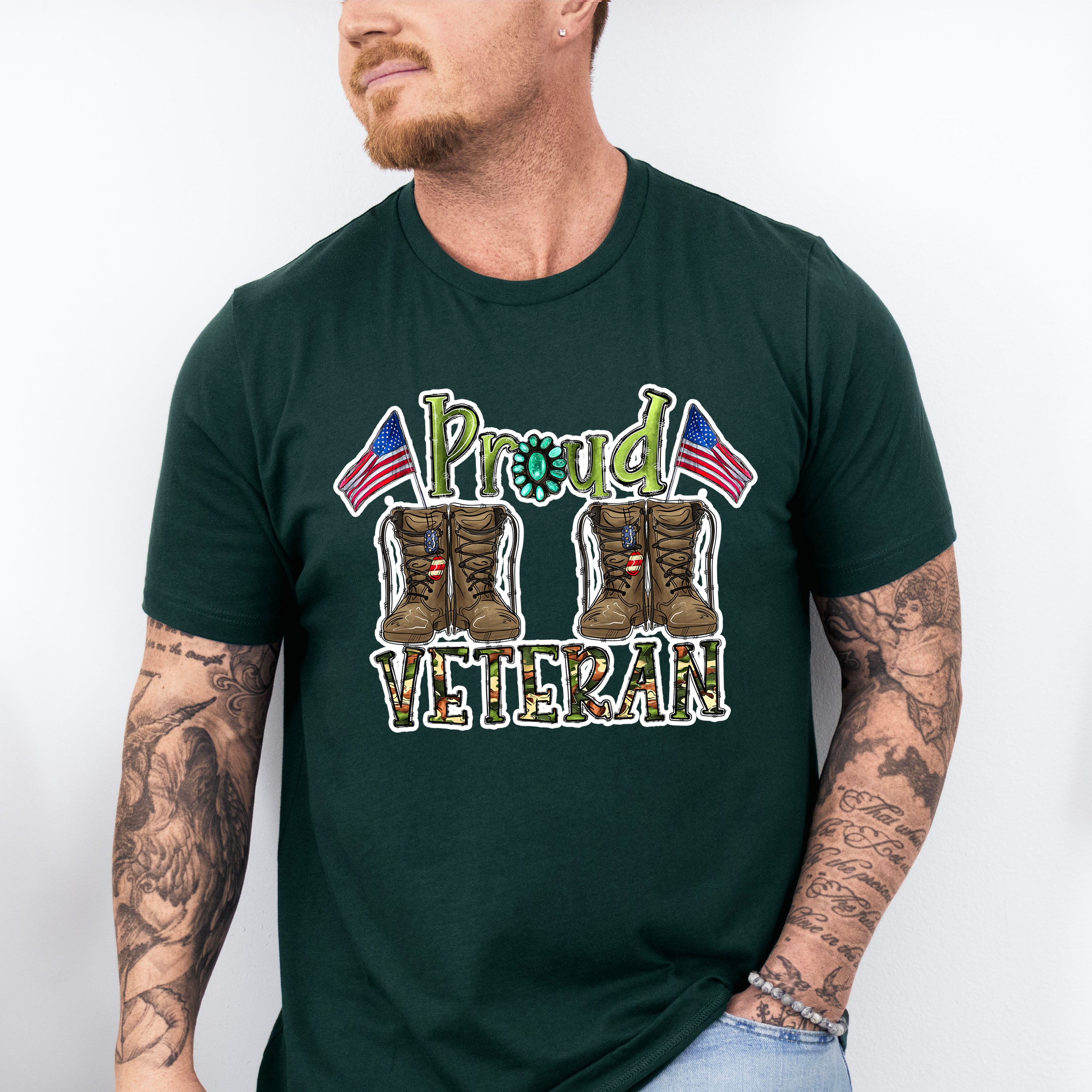 Proud Veteran Design - Military Unisex Crewneck T-Shirt Sweatshirt Hoodie