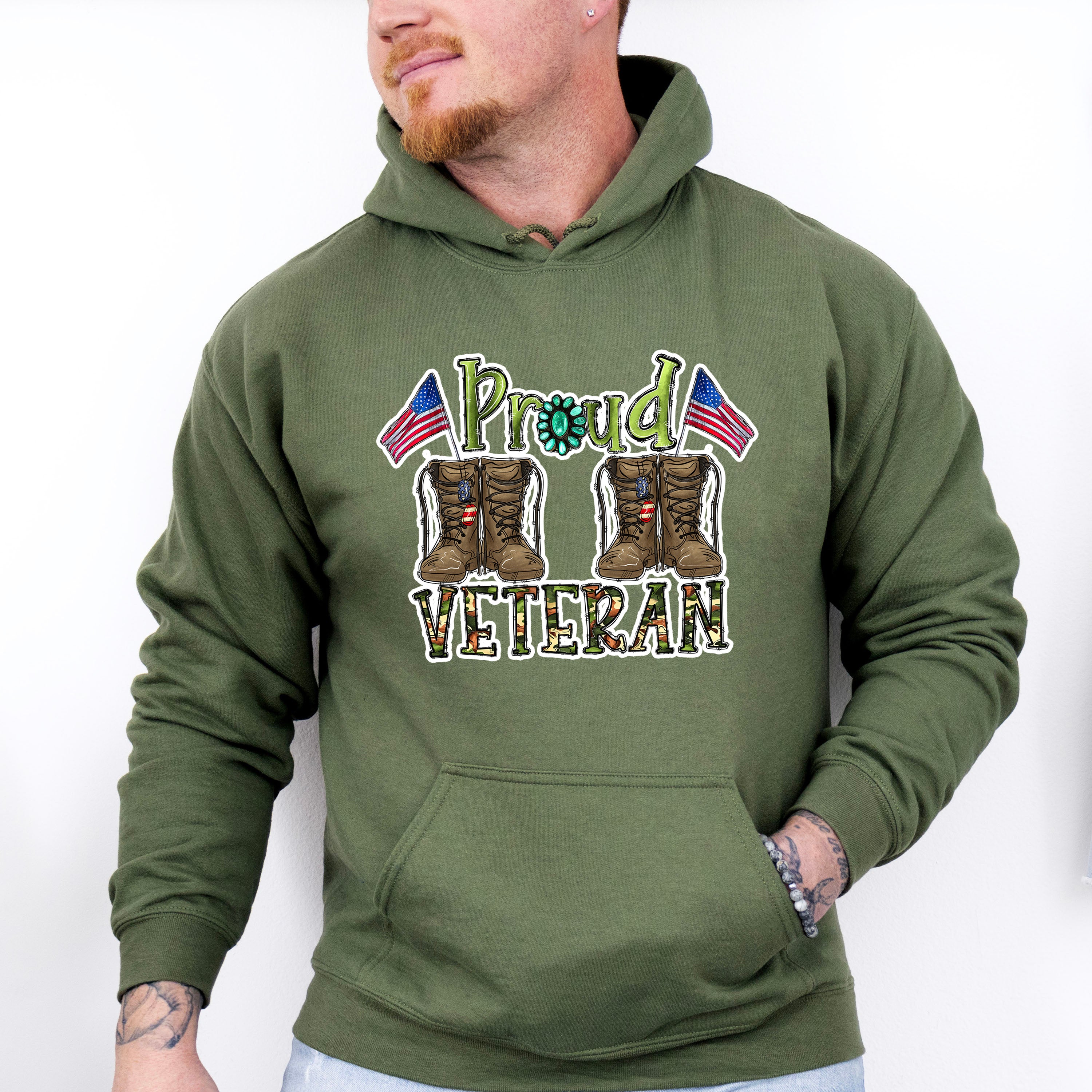 Proud Veteran Design - Military Unisex Crewneck T-Shirt Sweatshirt Hoodie