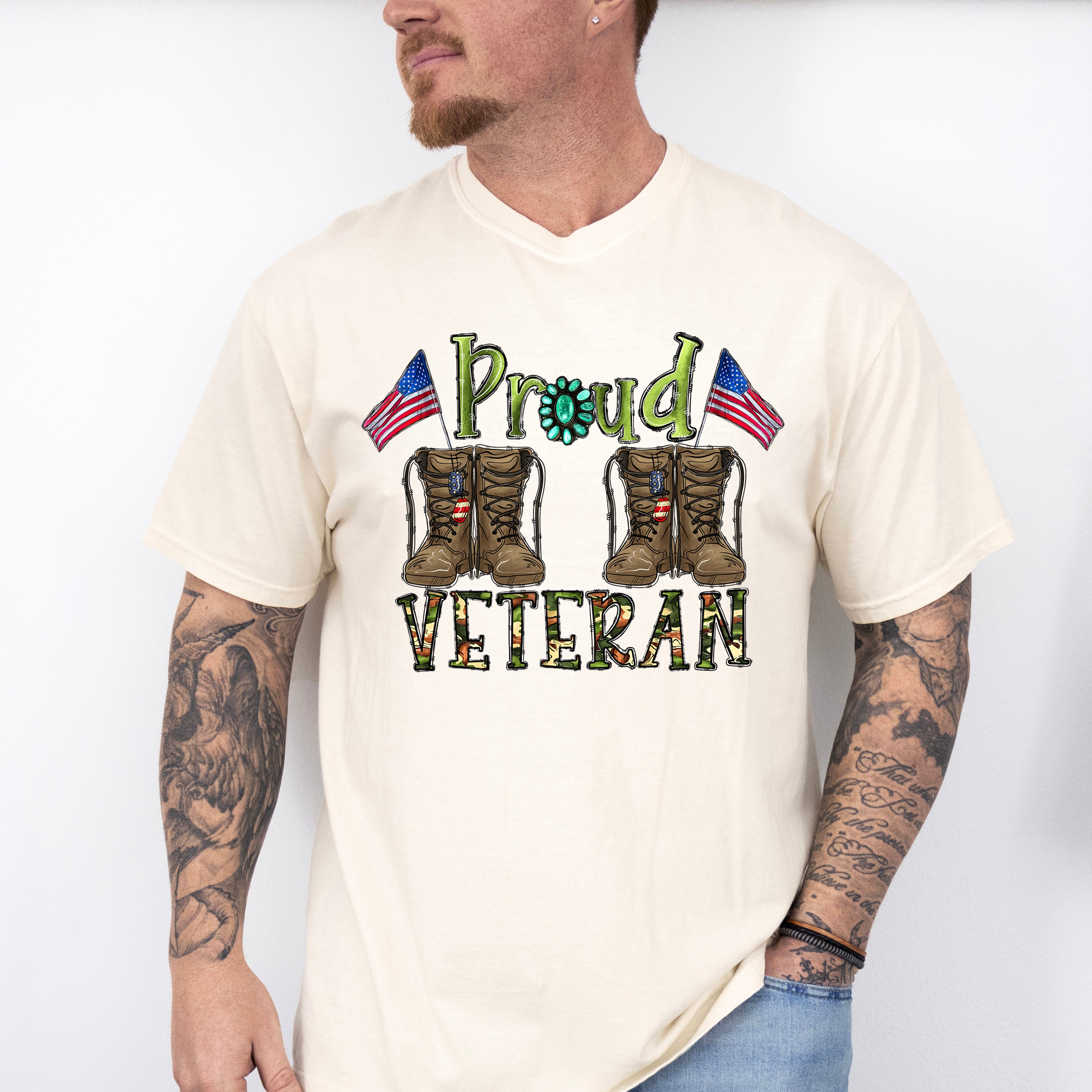 Proud Veteran Design - Military Unisex Crewneck T-Shirt Sweatshirt Hoodie