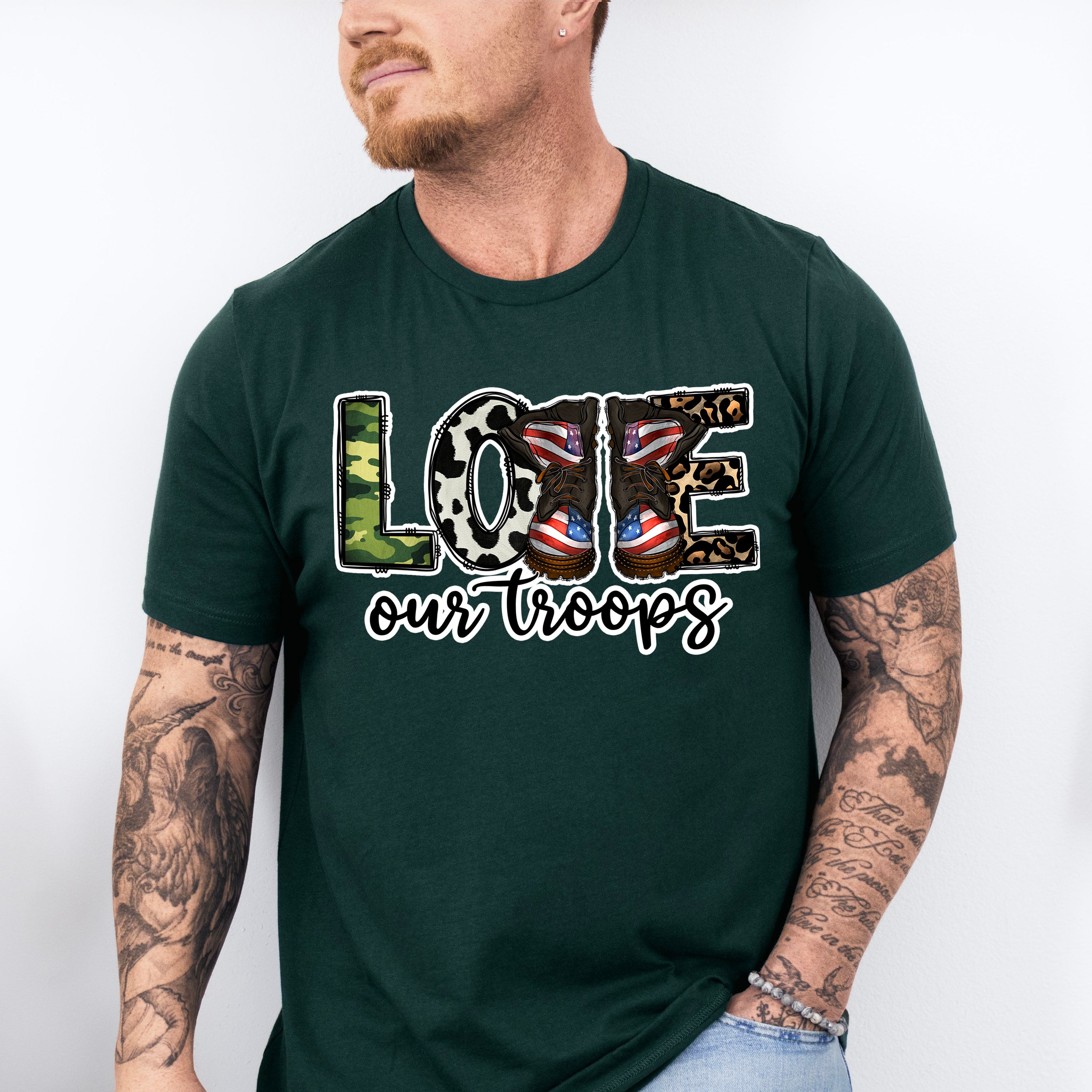 Love Our Troops - Military Unisex Crewneck T-Shirt Sweatshirt Hoodie