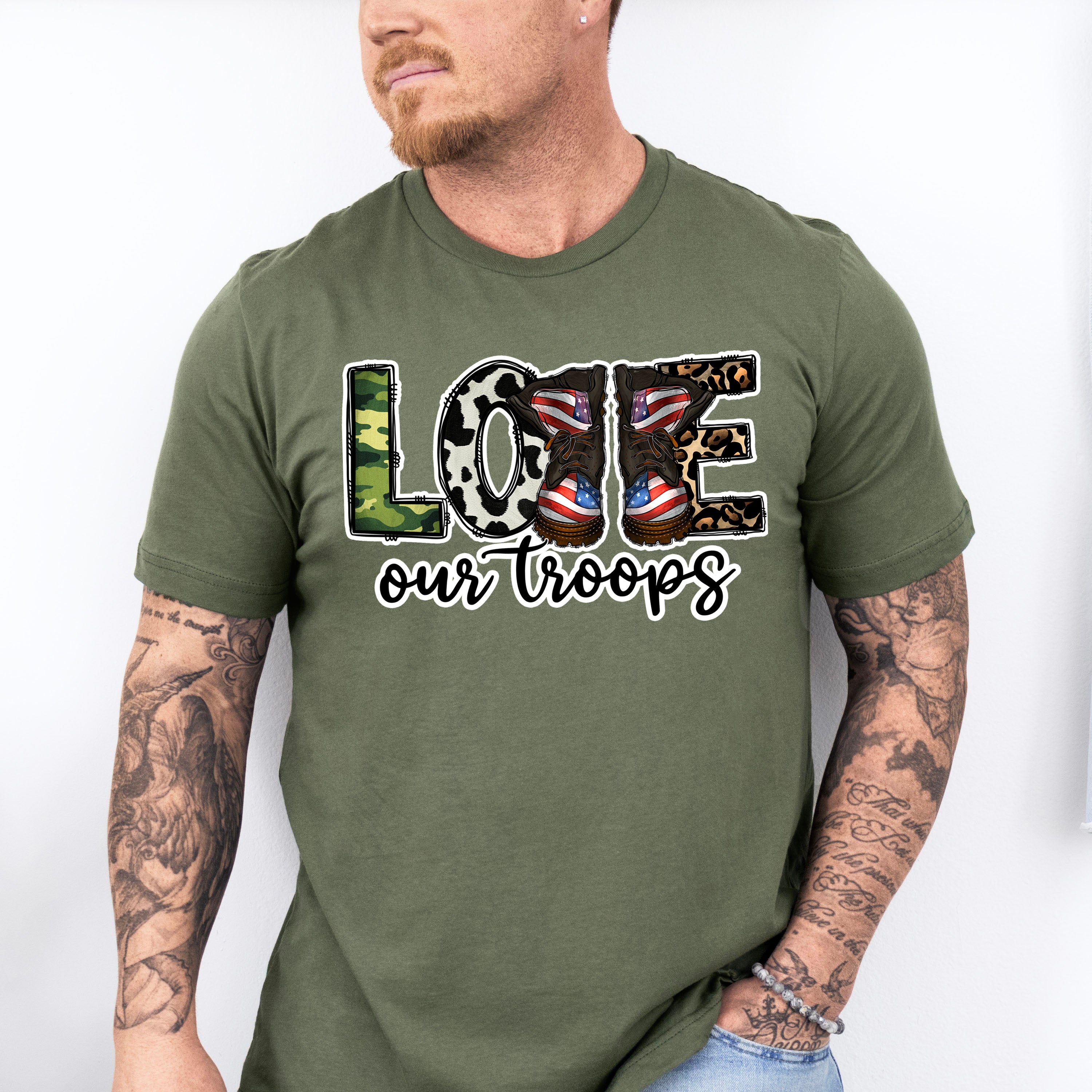 Love Our Troops - Military Unisex Crewneck T-Shirt Sweatshirt Hoodie