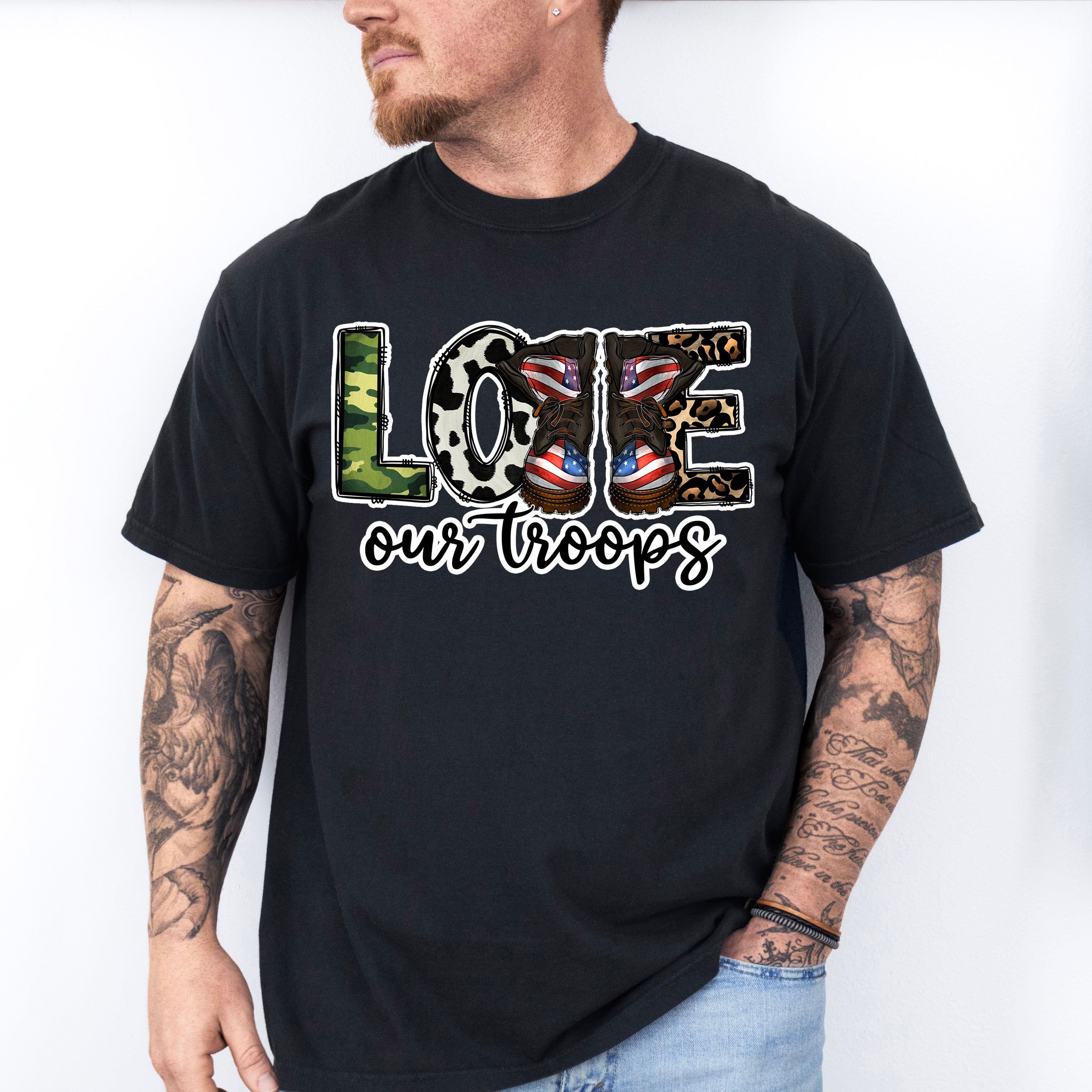 Love Our Troops - Military Unisex Crewneck T-Shirt Sweatshirt Hoodie