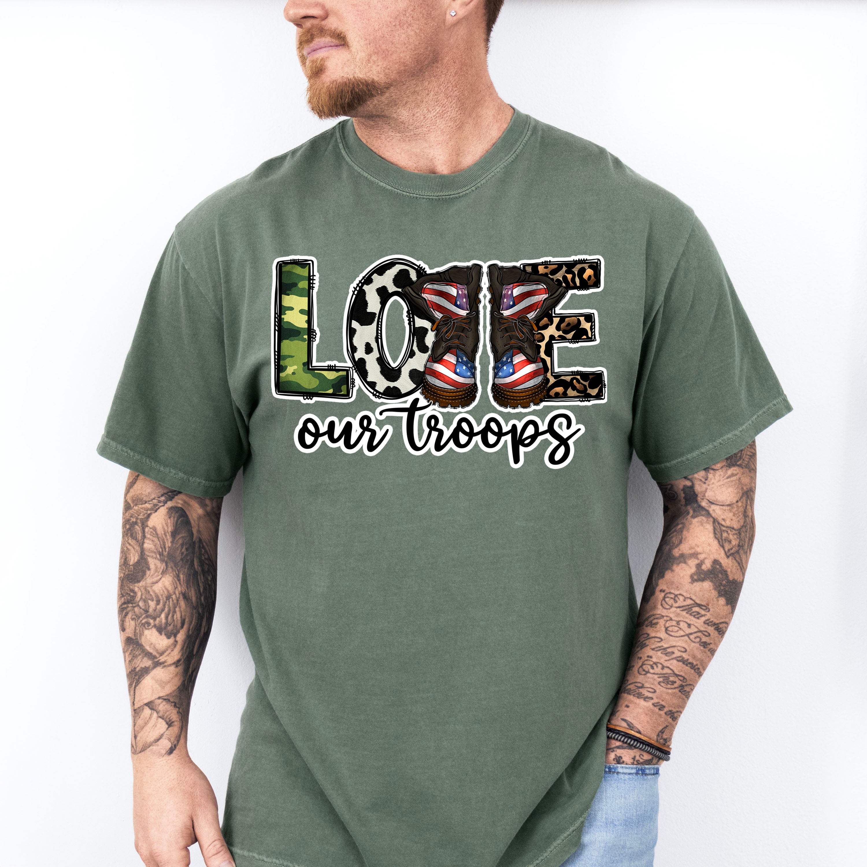 Love Our Troops - Military Unisex Crewneck T-Shirt Sweatshirt Hoodie
