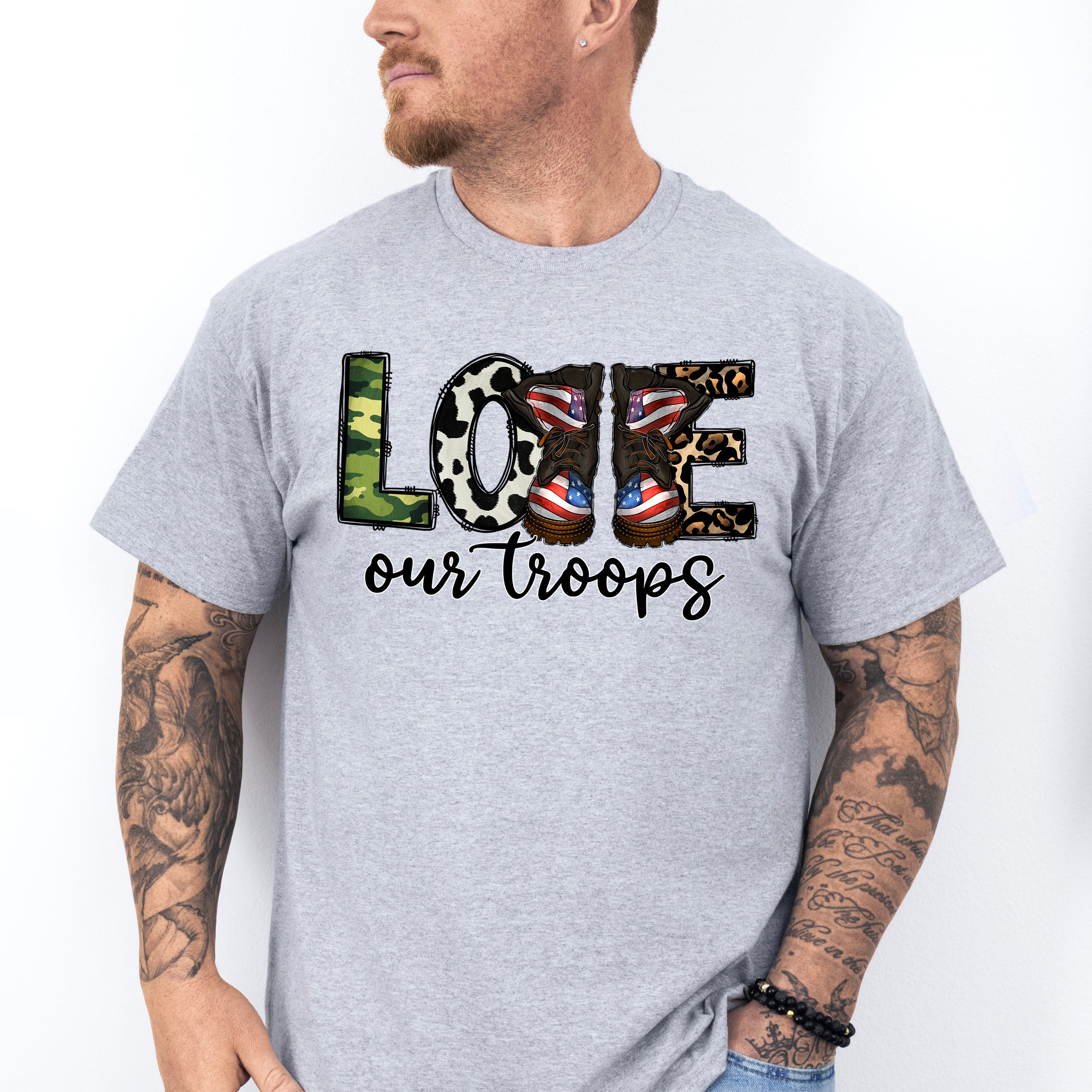 Love Our Troops - Military Unisex Crewneck T-Shirt Sweatshirt Hoodie