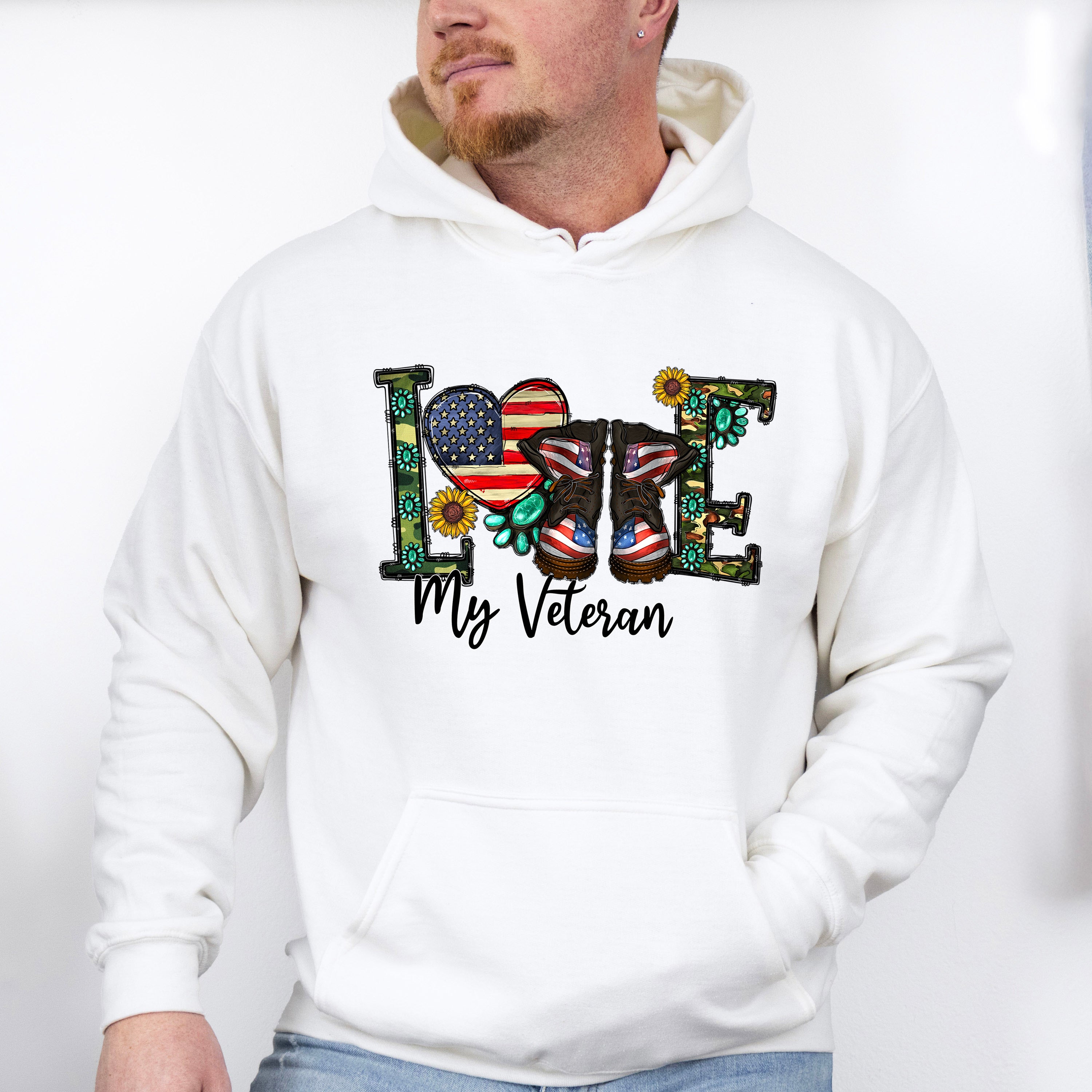 Love My Veteran - Military Unisex Crewneck T-Shirt Sweatshirt Hoodie