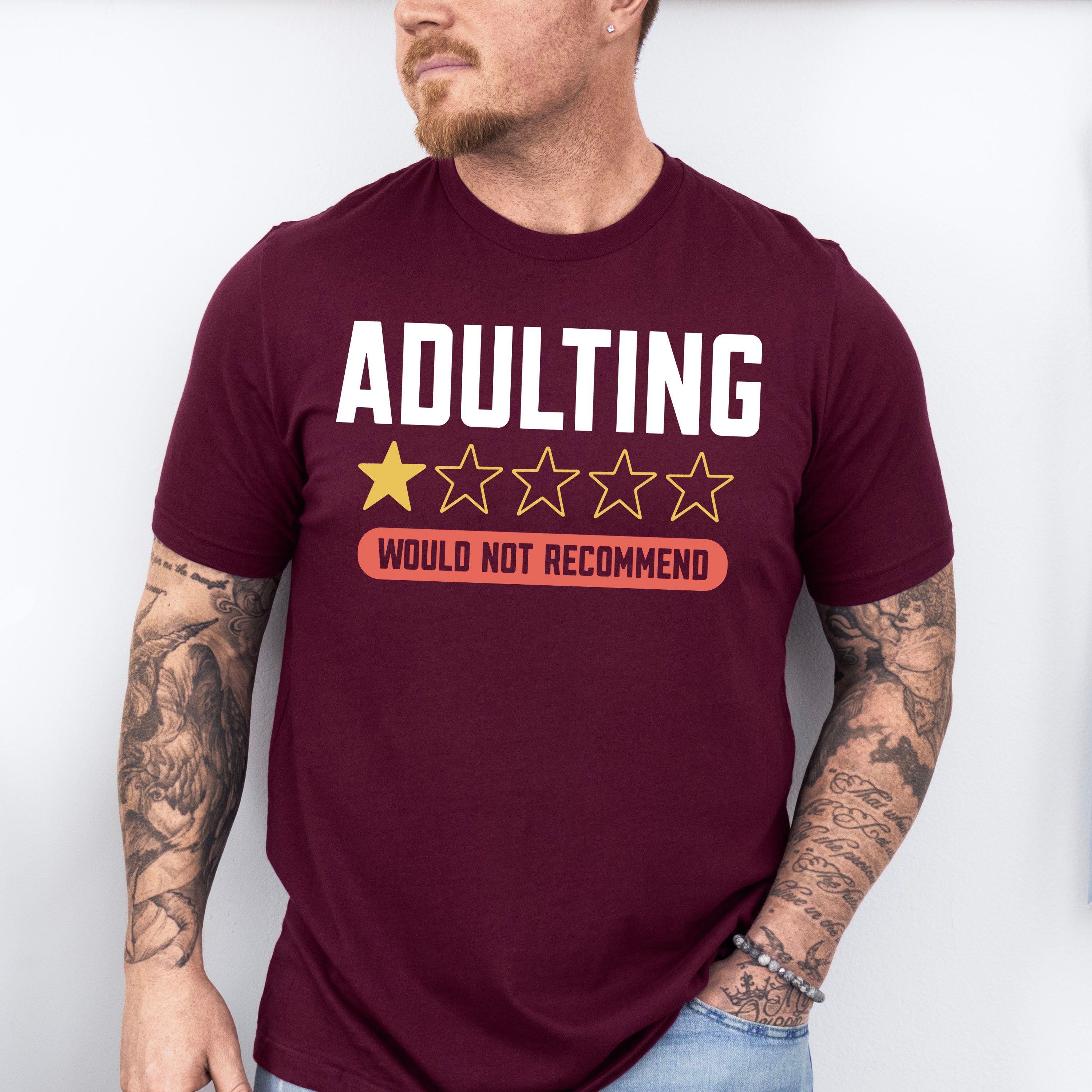 Adulting One Star Would Not Recommend - Funny Unisex Crewneck T-Shirt Sweatshirt Hoodie