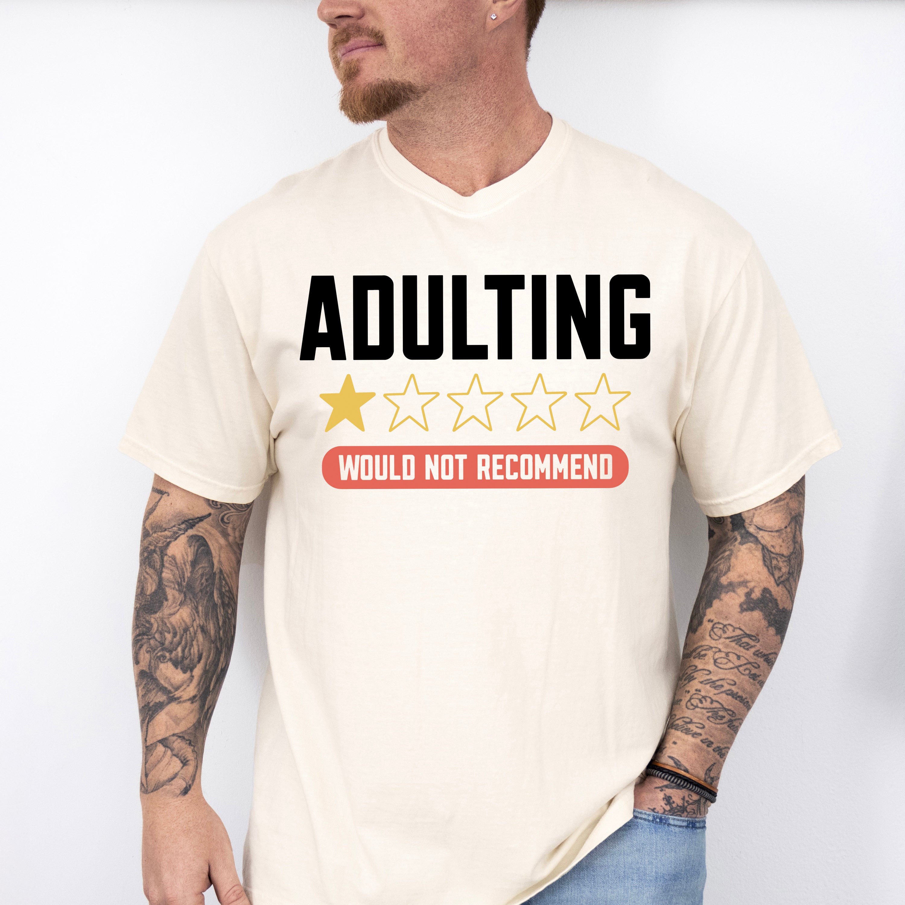 Adulting One Star Would Not Recommend - Funny Unisex Crewneck T-Shirt Sweatshirt Hoodie