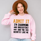 Admit It I'm Charming And Irresistible - Funny Unisex Crewneck T-Shirt Sweatshirt Hoodie