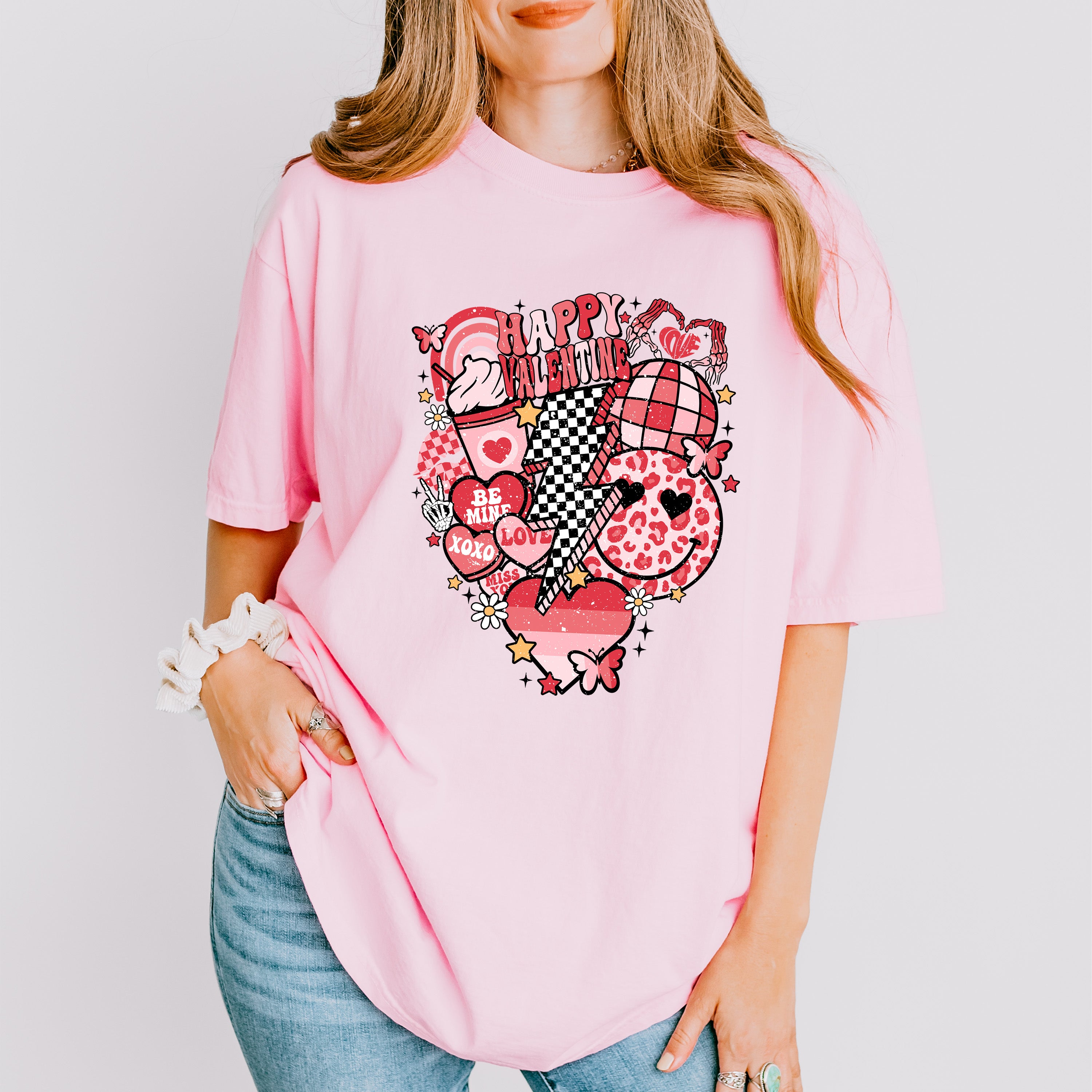 Valentines Day Doodles Design - Valentines Theme Unisex Crewneck T-Shirt Sweatshirt Hoodie