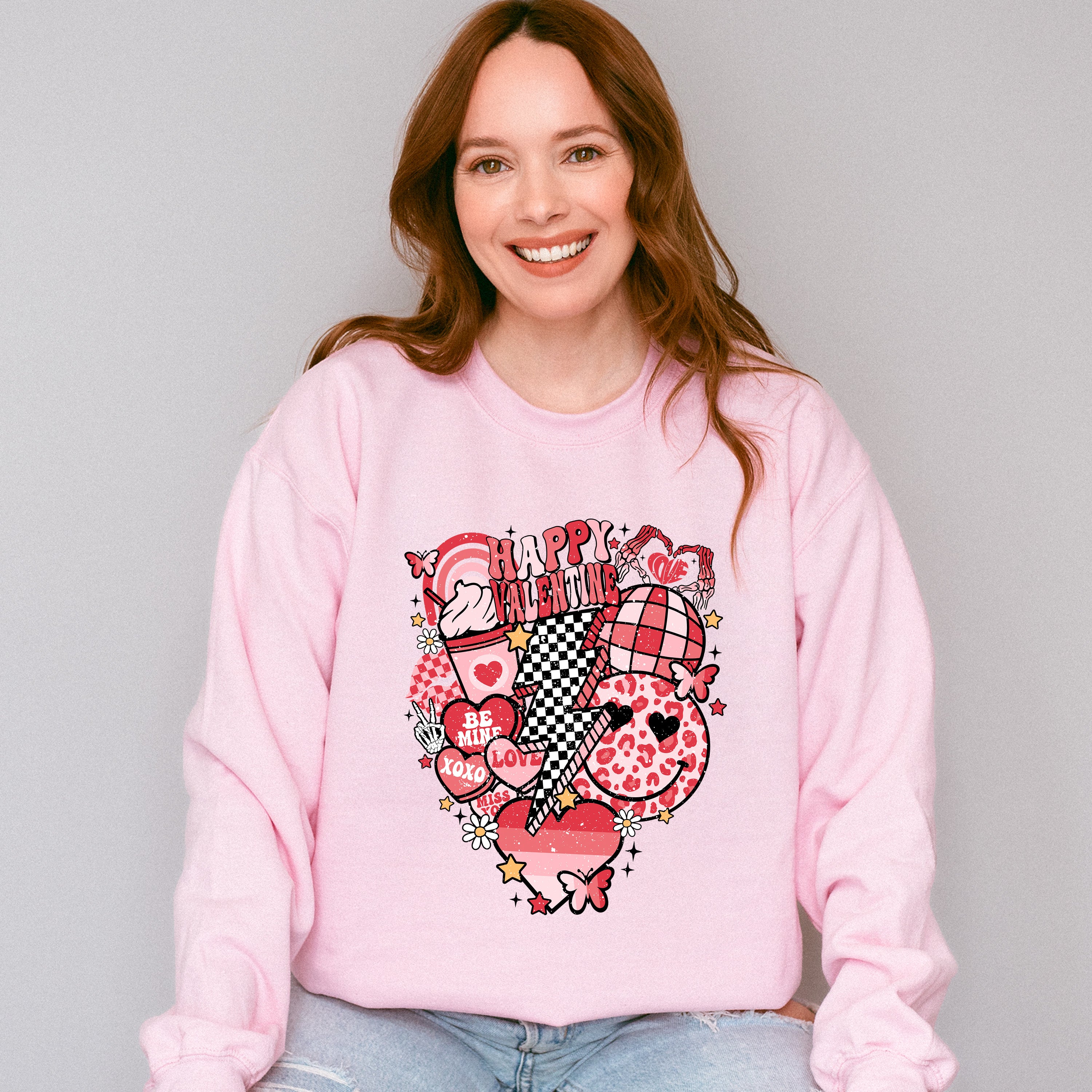 Valentines Day Doodles Design - Valentines Theme Unisex Crewneck T-Shirt Sweatshirt Hoodie