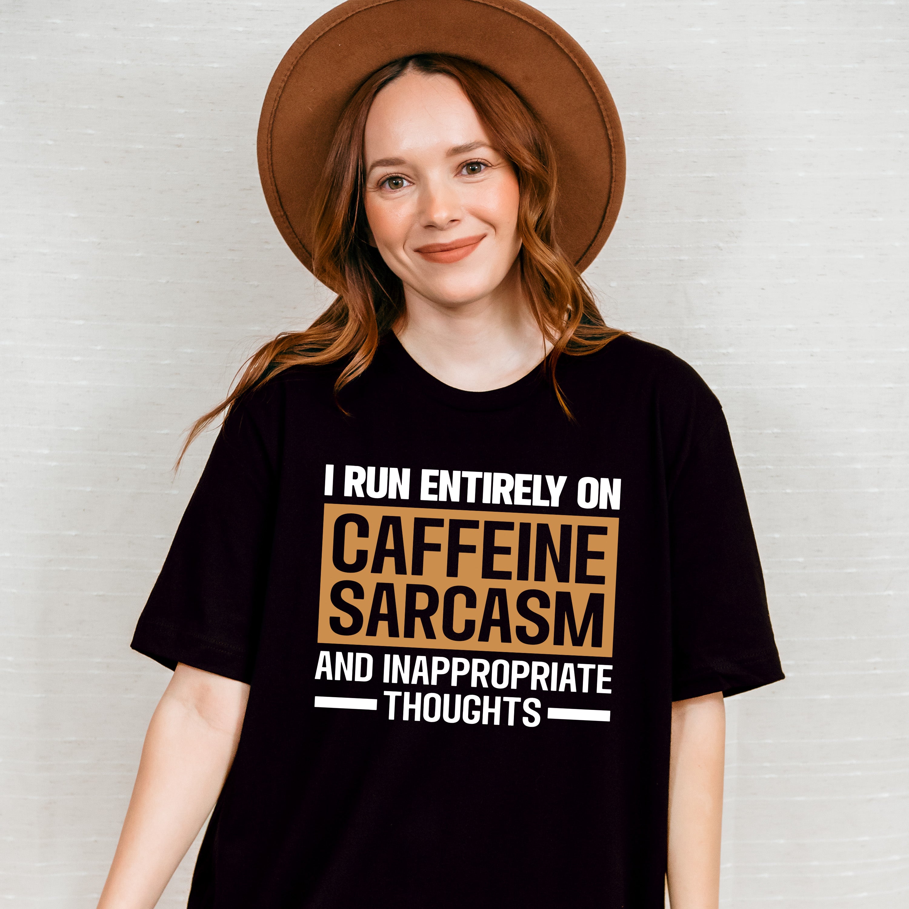 Caffeine Sarcasm And Inappropriate Thoughts - Funny Unisex Crewneck T-Shirt Sweatshirt Hoodie