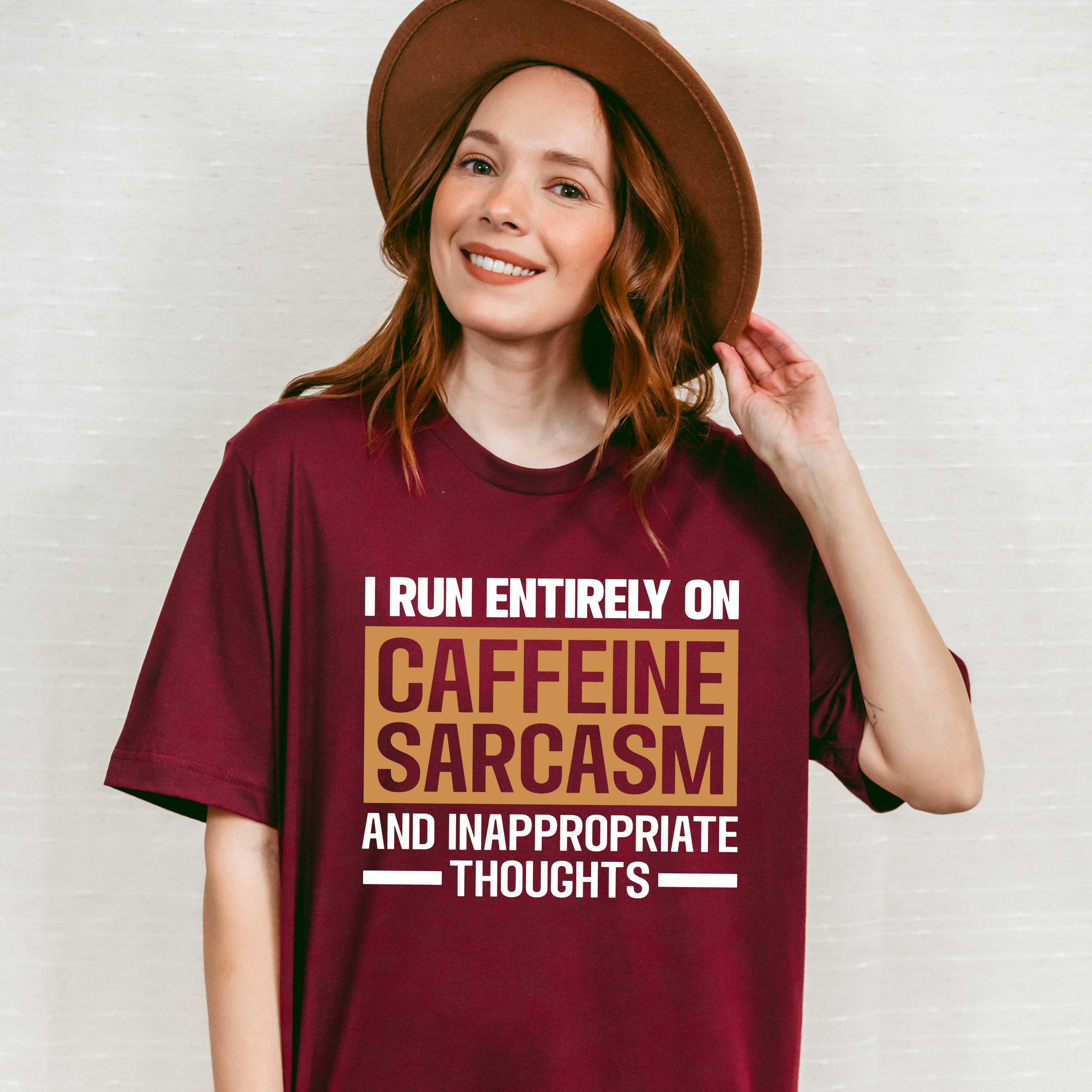 Caffeine Sarcasm And Inappropriate Thoughts - Funny Unisex Crewneck T-Shirt Sweatshirt Hoodie
