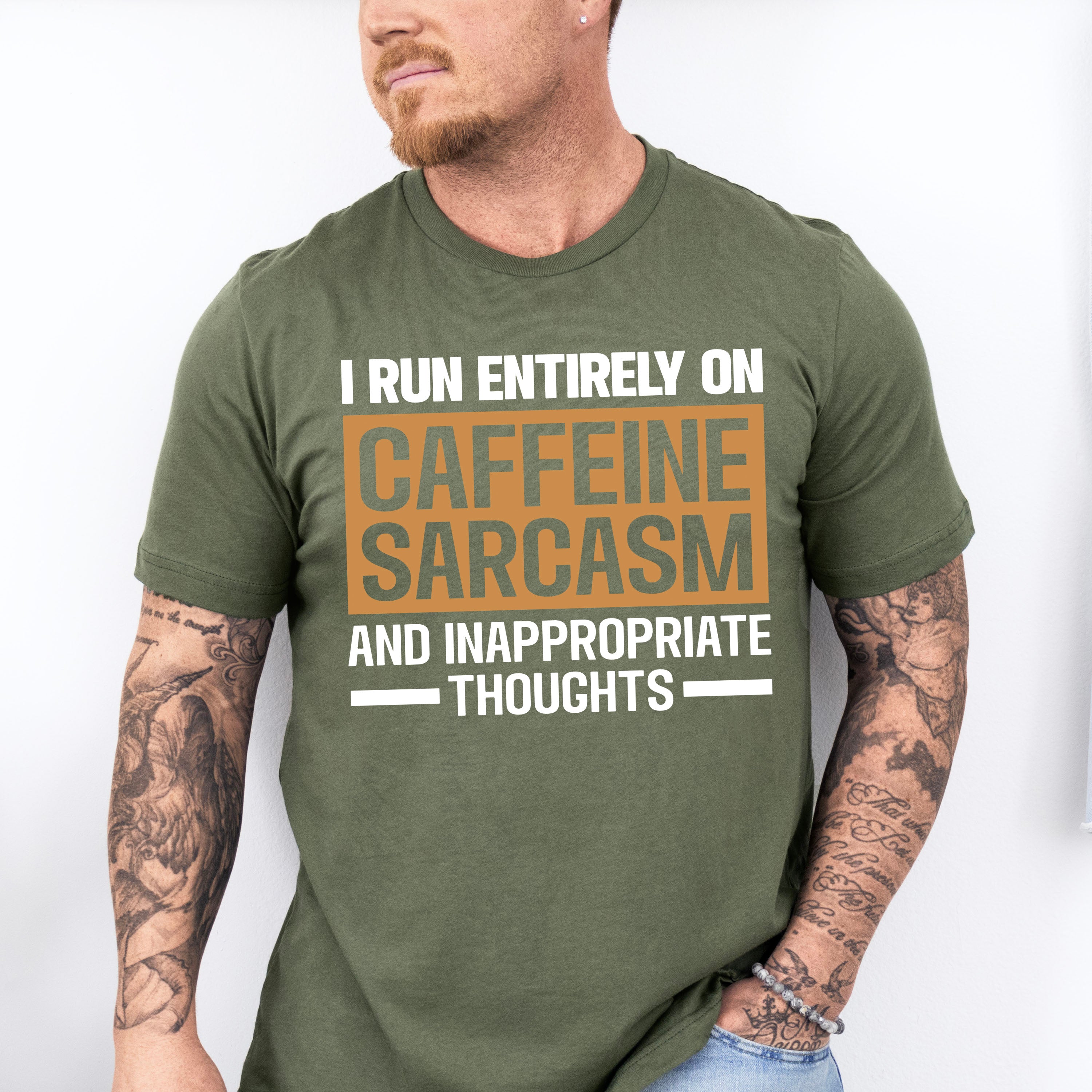Caffeine Sarcasm And Inappropriate Thoughts - Funny Unisex Crewneck T-Shirt Sweatshirt Hoodie