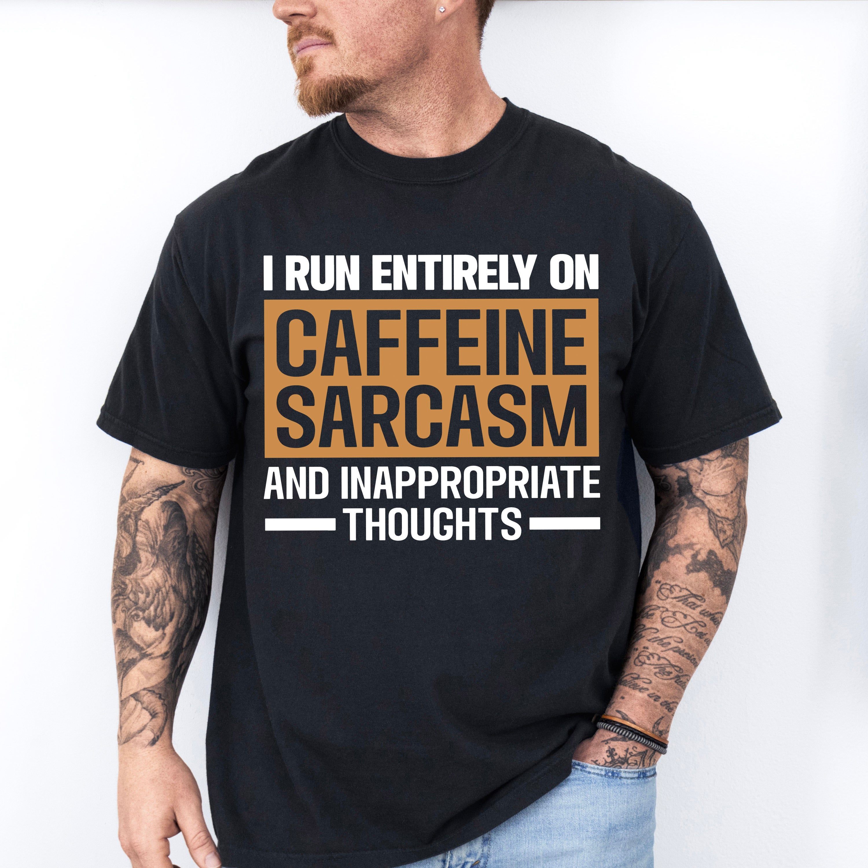Caffeine Sarcasm And Inappropriate Thoughts - Funny Unisex Crewneck T-Shirt Sweatshirt Hoodie