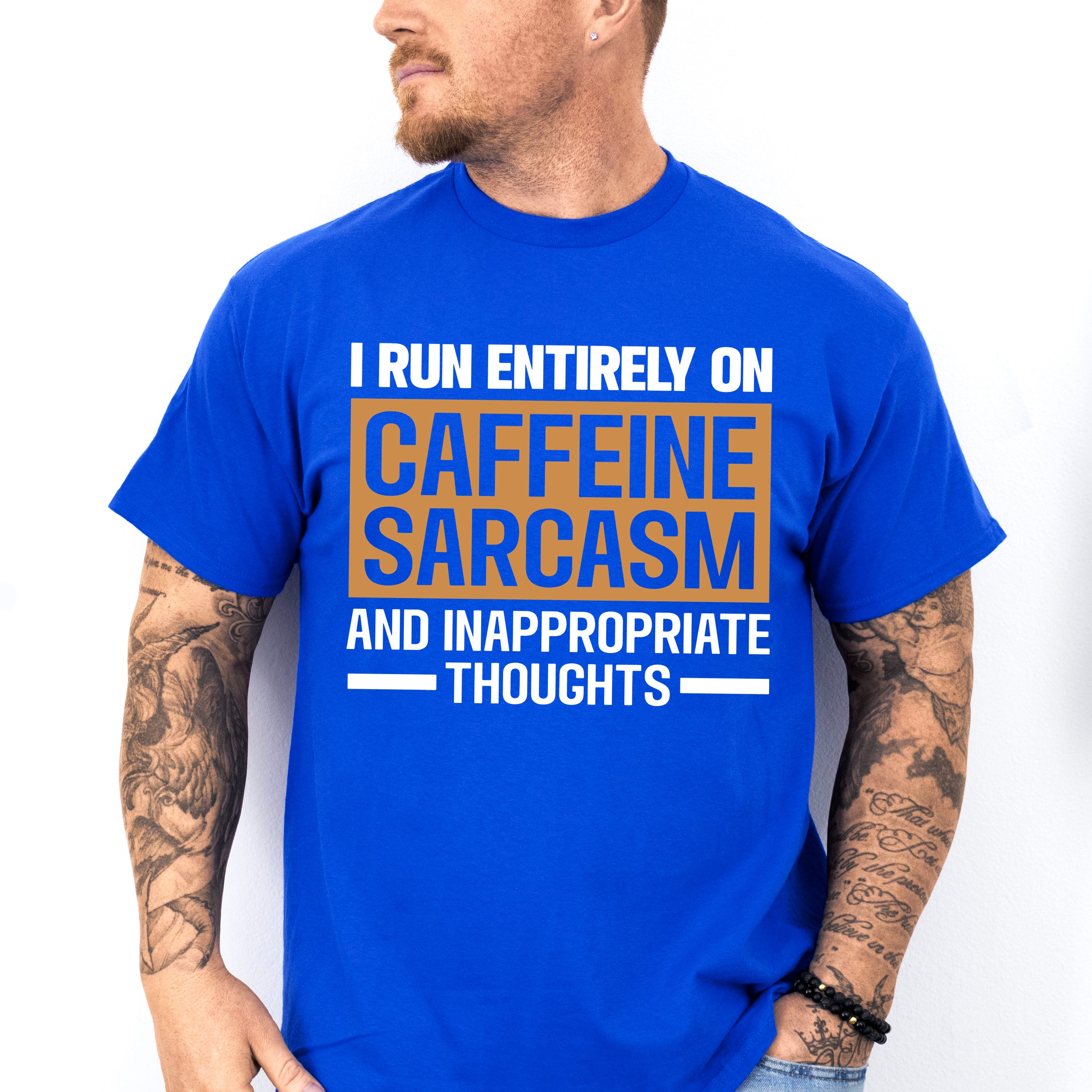 Caffeine Sarcasm And Inappropriate Thoughts - Funny Unisex Crewneck T-Shirt Sweatshirt Hoodie