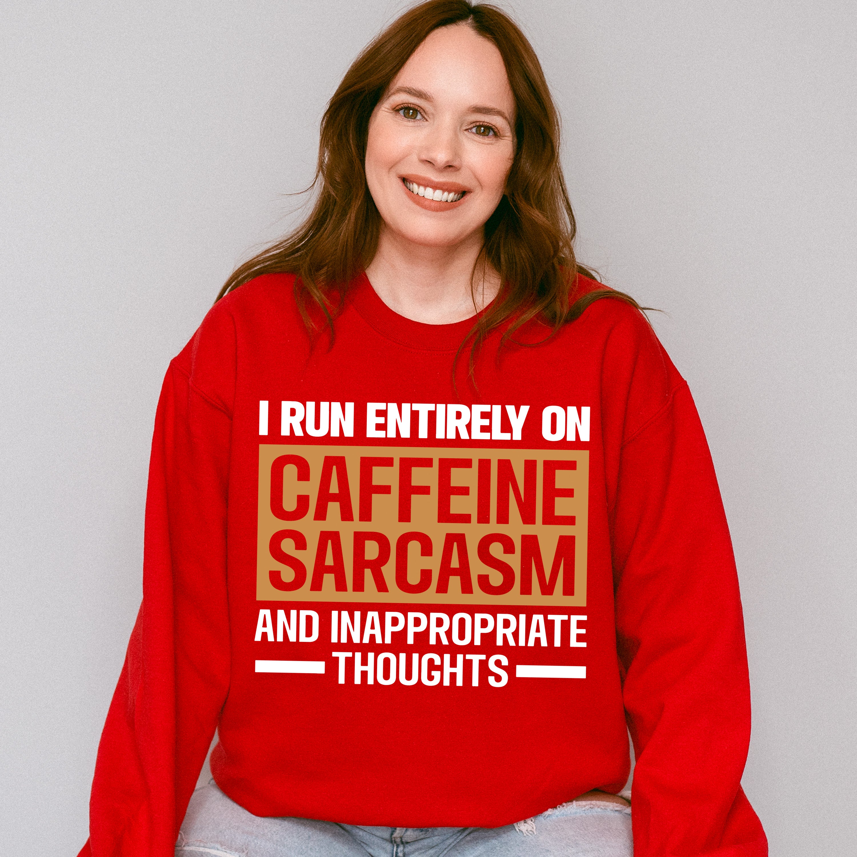 Caffeine Sarcasm And Inappropriate Thoughts - Funny Unisex Crewneck T-Shirt Sweatshirt Hoodie