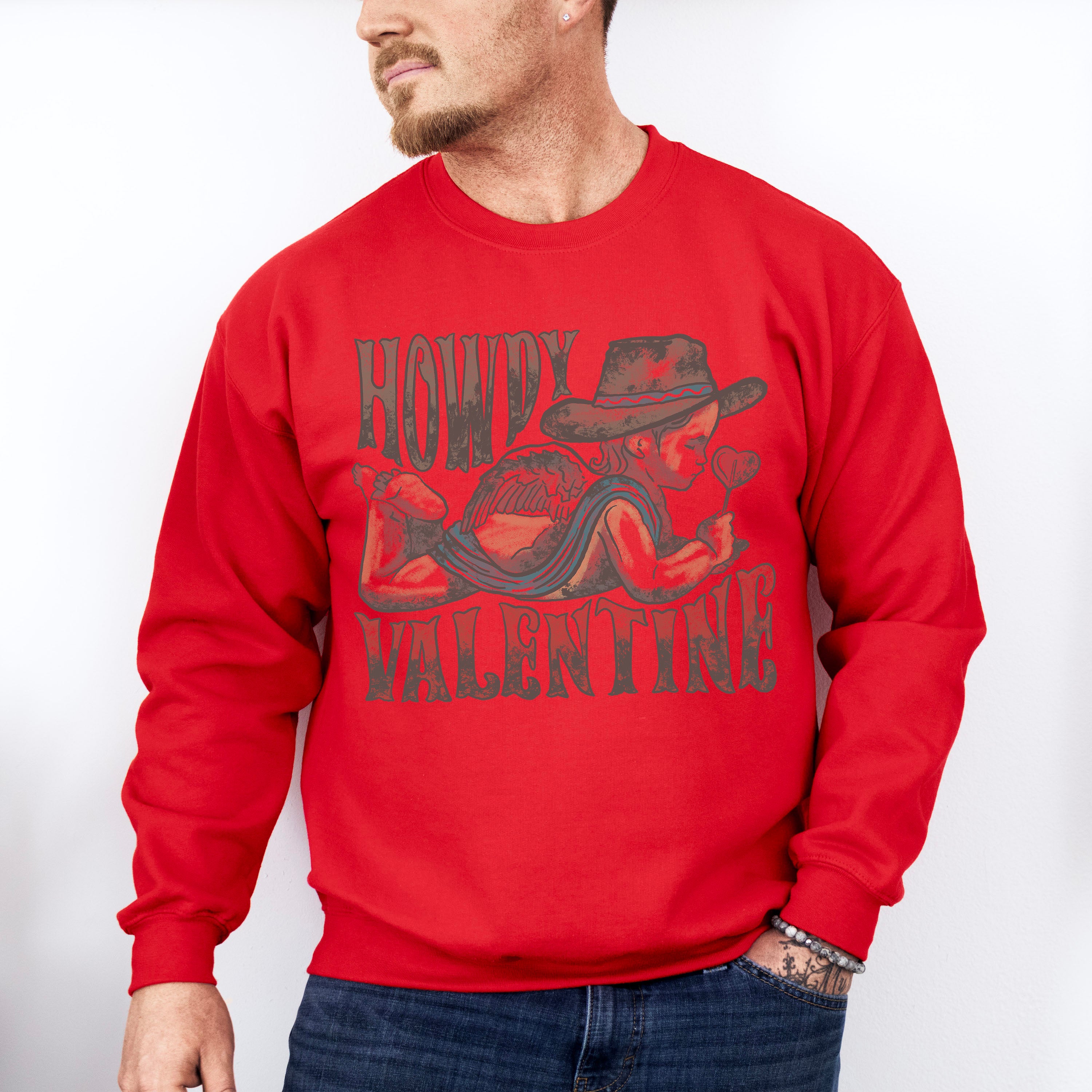 Howdy Valentine - Valentines Theme Unisex Crewneck T-Shirt Sweatshirt Hoodie