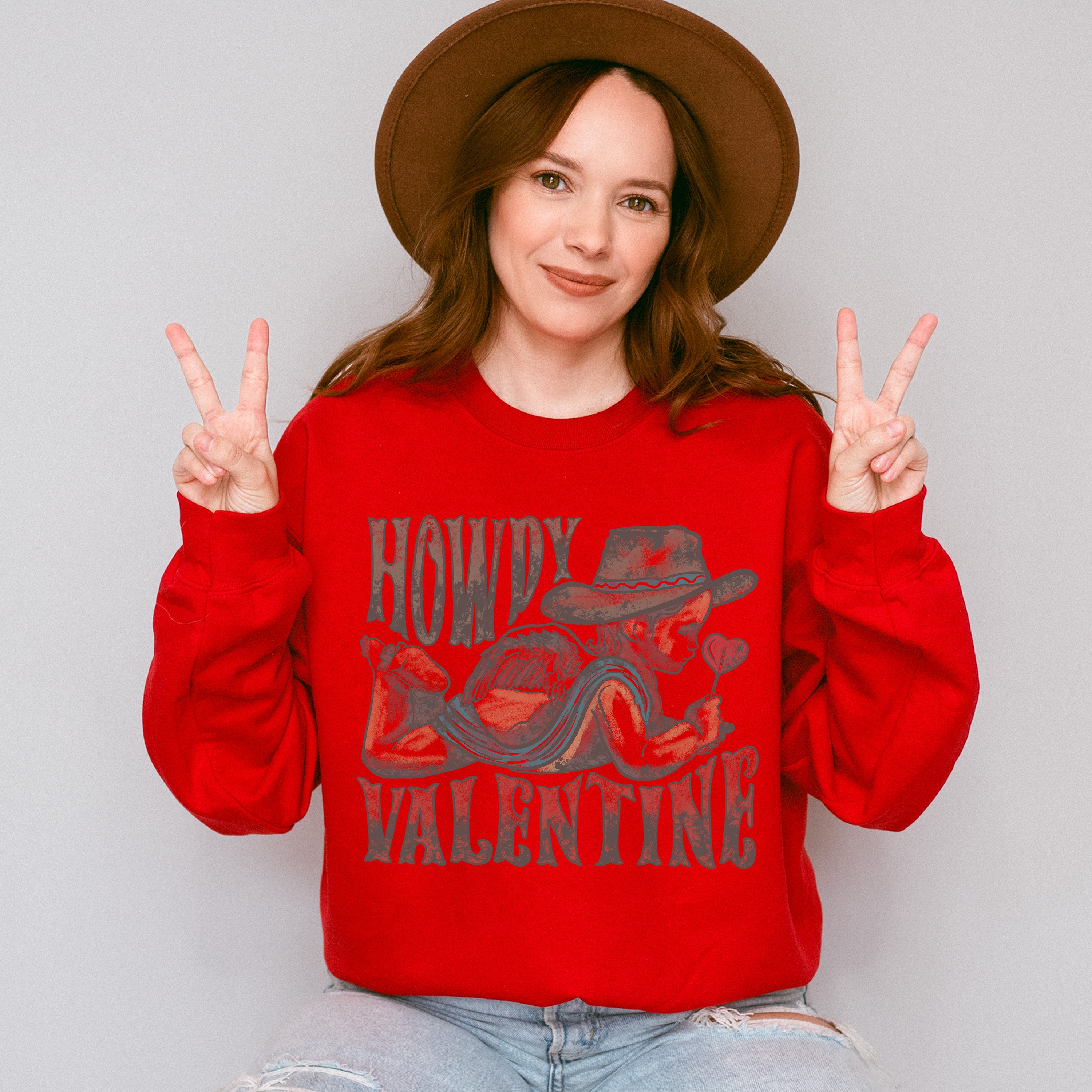 Howdy Valentine - Valentines Theme Unisex Crewneck T-Shirt Sweatshirt Hoodie