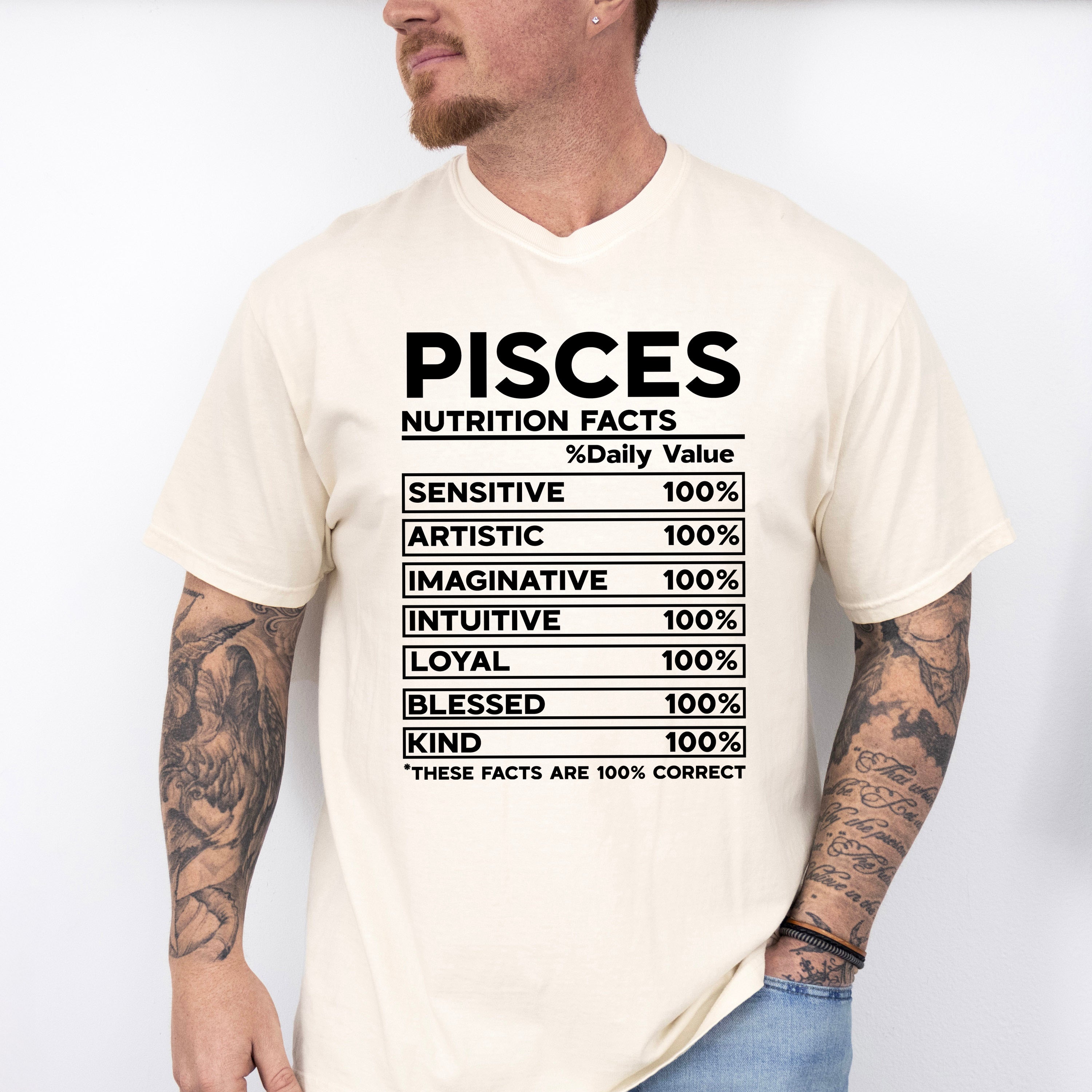 Pisces Nutrition Facts - Zodiac &amp; Horoscopes Unisex Crewneck T-Shirt Sweatshirt Hoodie
