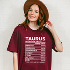 Taurus Nutrition Facts - Zodiac & Horoscopes Unisex Crewneck T-Shirt Sweatshirt Hoodie