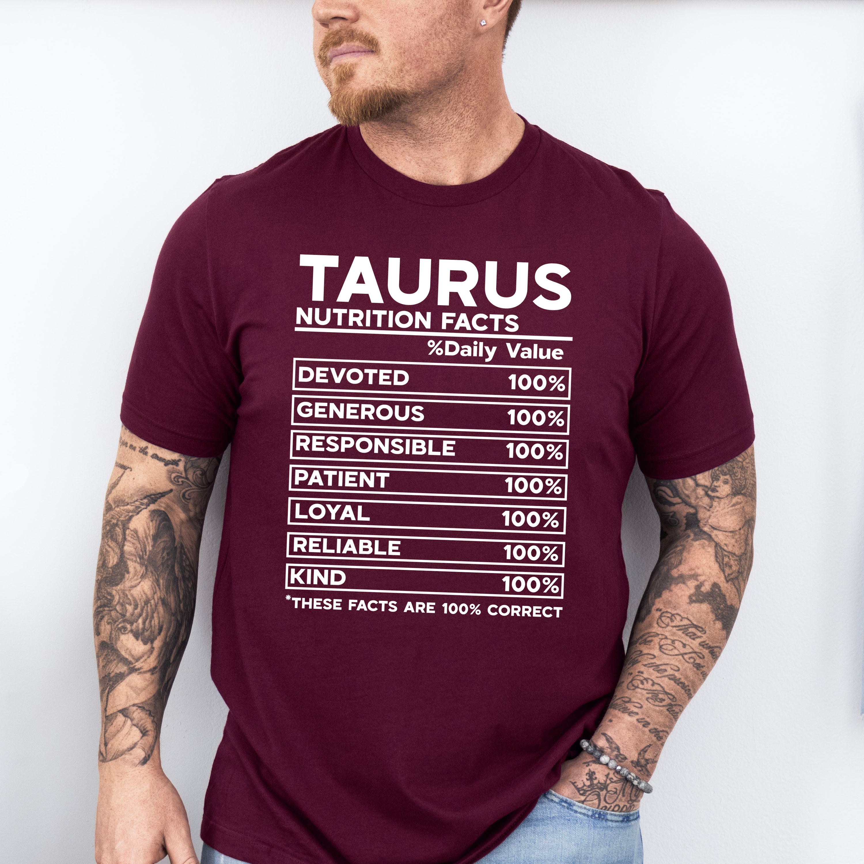 Taurus Nutrition Facts - Zodiac &amp; Horoscopes Unisex Crewneck T-Shirt Sweatshirt Hoodie