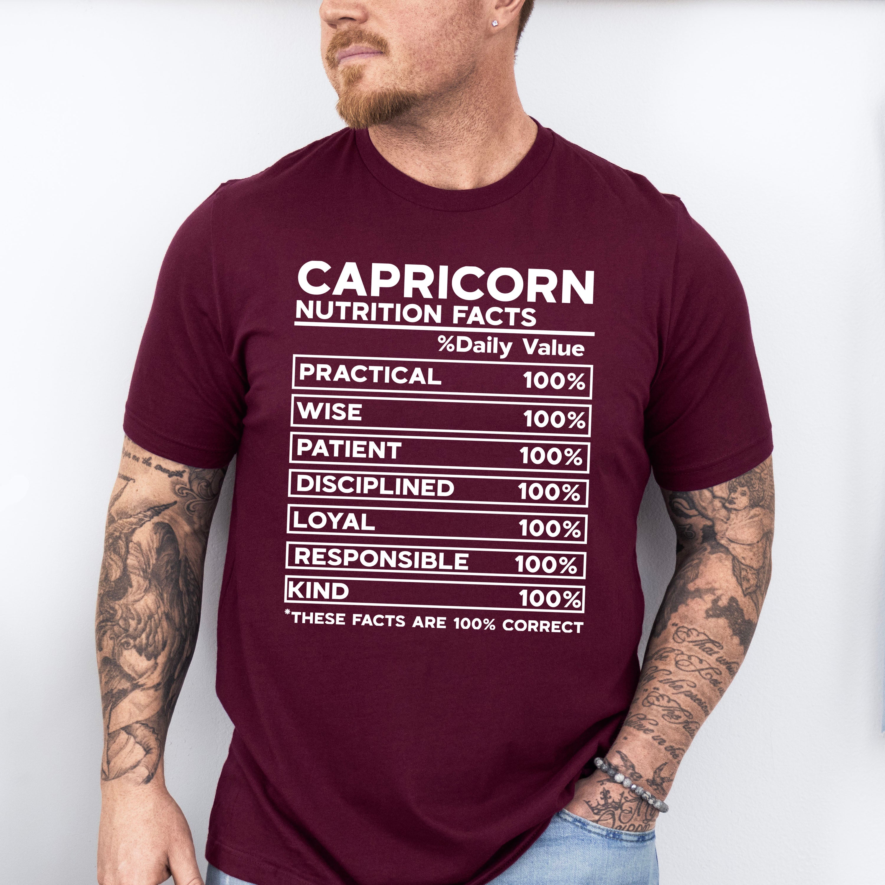Capricorn Nutrition Facts - Zodiac &amp; Horoscopes Unisex Crewneck T-Shirt Sweatshirt Hoodie