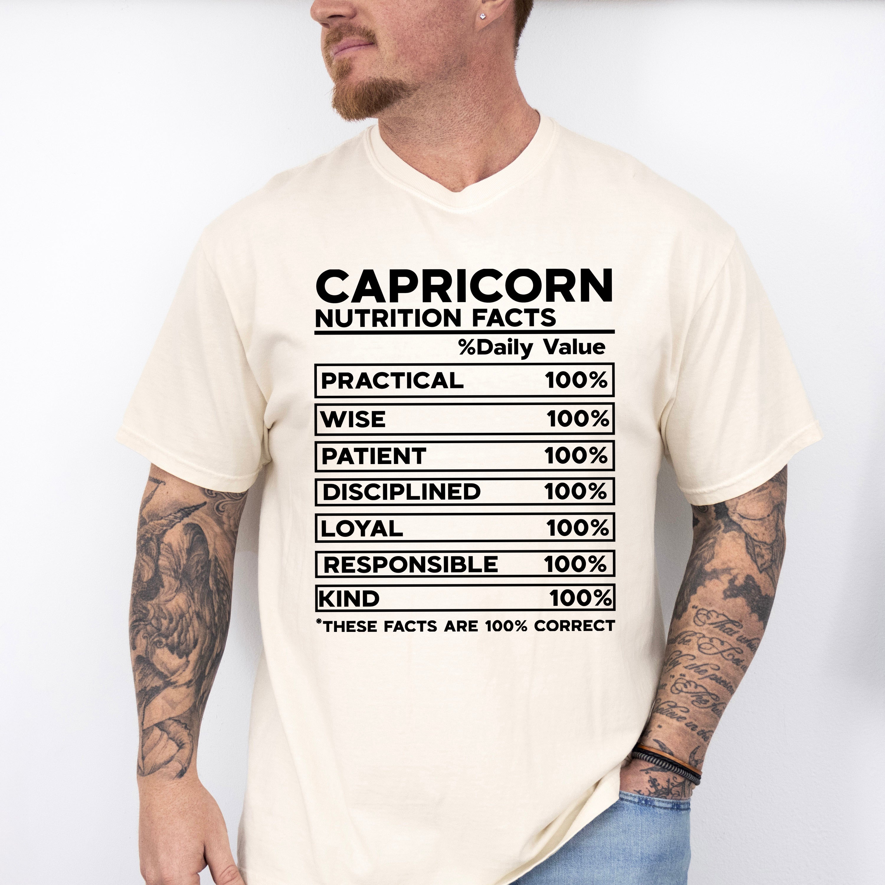 Capricorn Nutrition Facts - Zodiac &amp; Horoscopes Unisex Crewneck T-Shirt Sweatshirt Hoodie