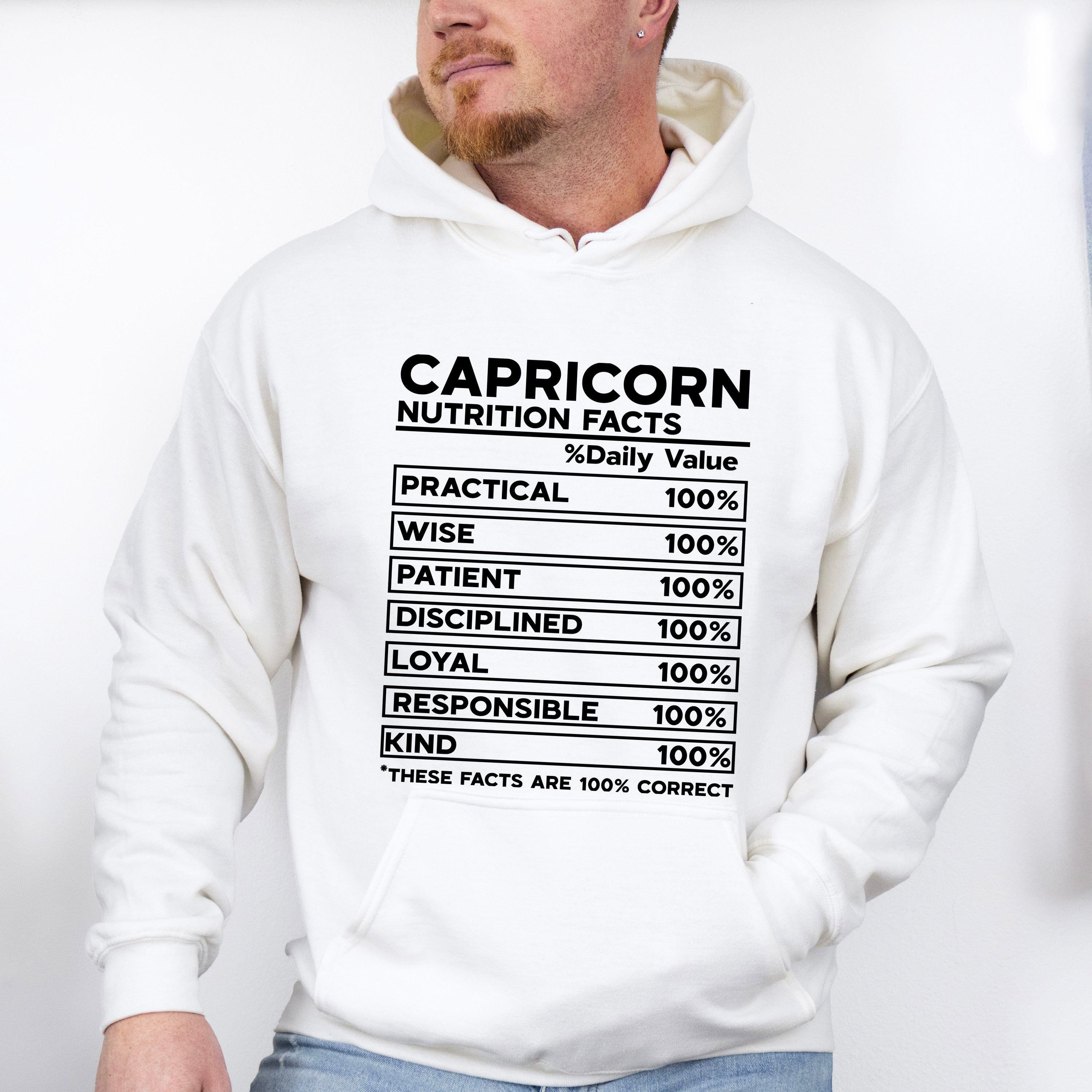 Capricorn Nutrition Facts - Zodiac &amp; Horoscopes Unisex Crewneck T-Shirt Sweatshirt Hoodie