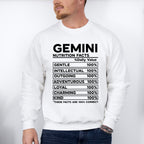 Gemini Nutrition Facts - Zodiac & Horoscopes Unisex Crewneck T-Shirt Sweatshirt Hoodie